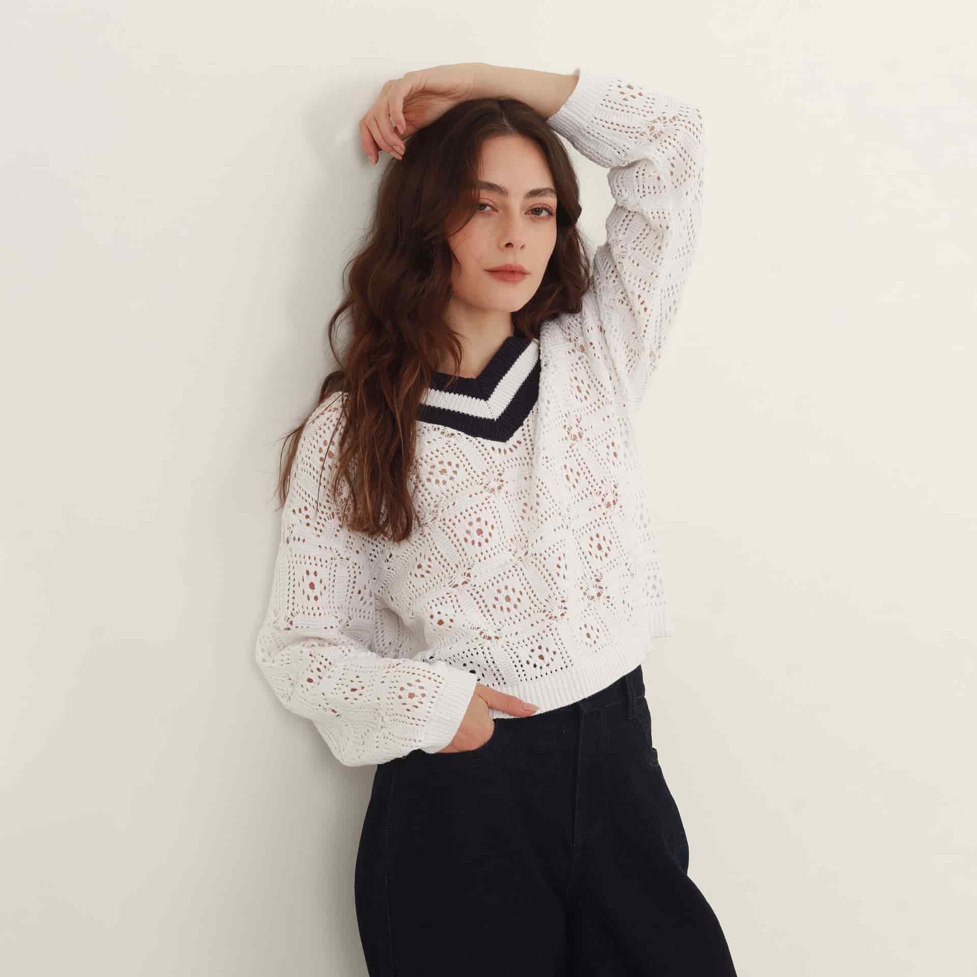 Sweater Cuello V Manga Larga - miniatura 1