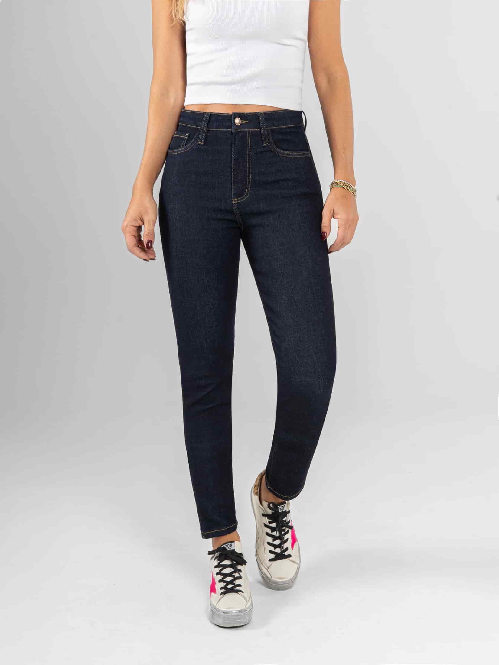 Ref: 066348 Jean Skinny stretch, tiro alto, tono azul oscuro. - miniatura 1