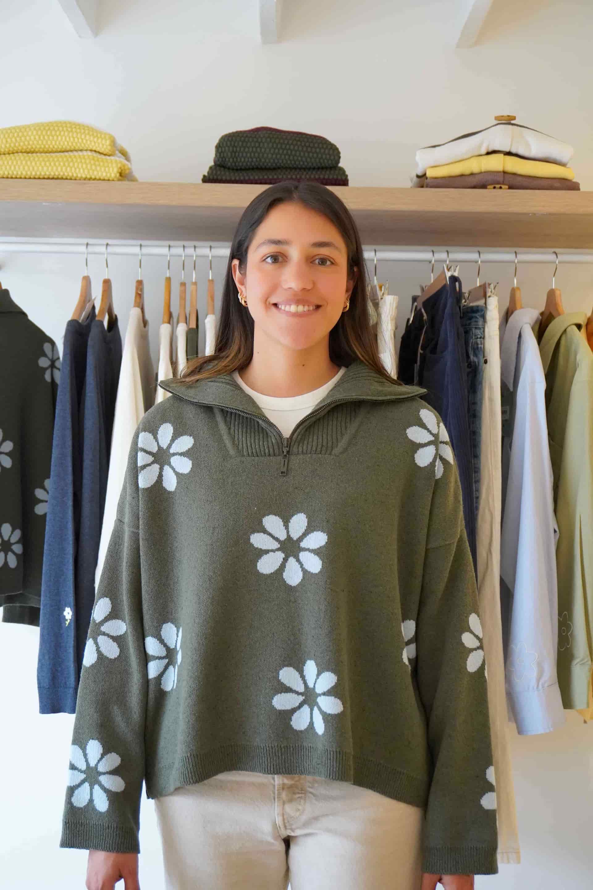 Halfzip Flowers Verde - miniatura 4