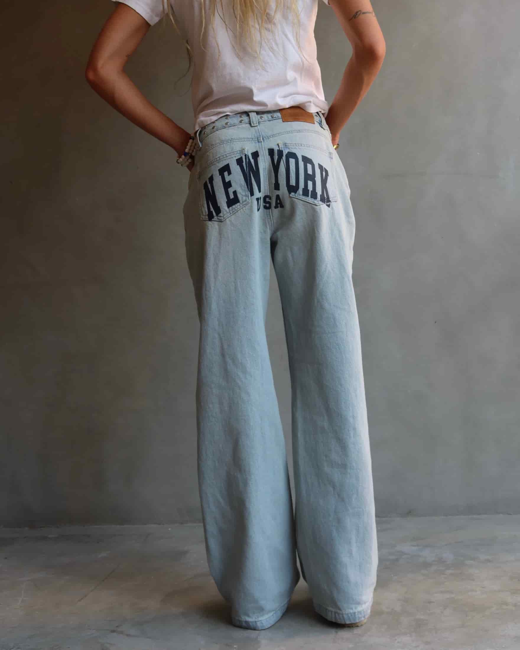 JEAN NEW YORK STUDDED RELAXED FIT AZUL CLARO - miniatura 8