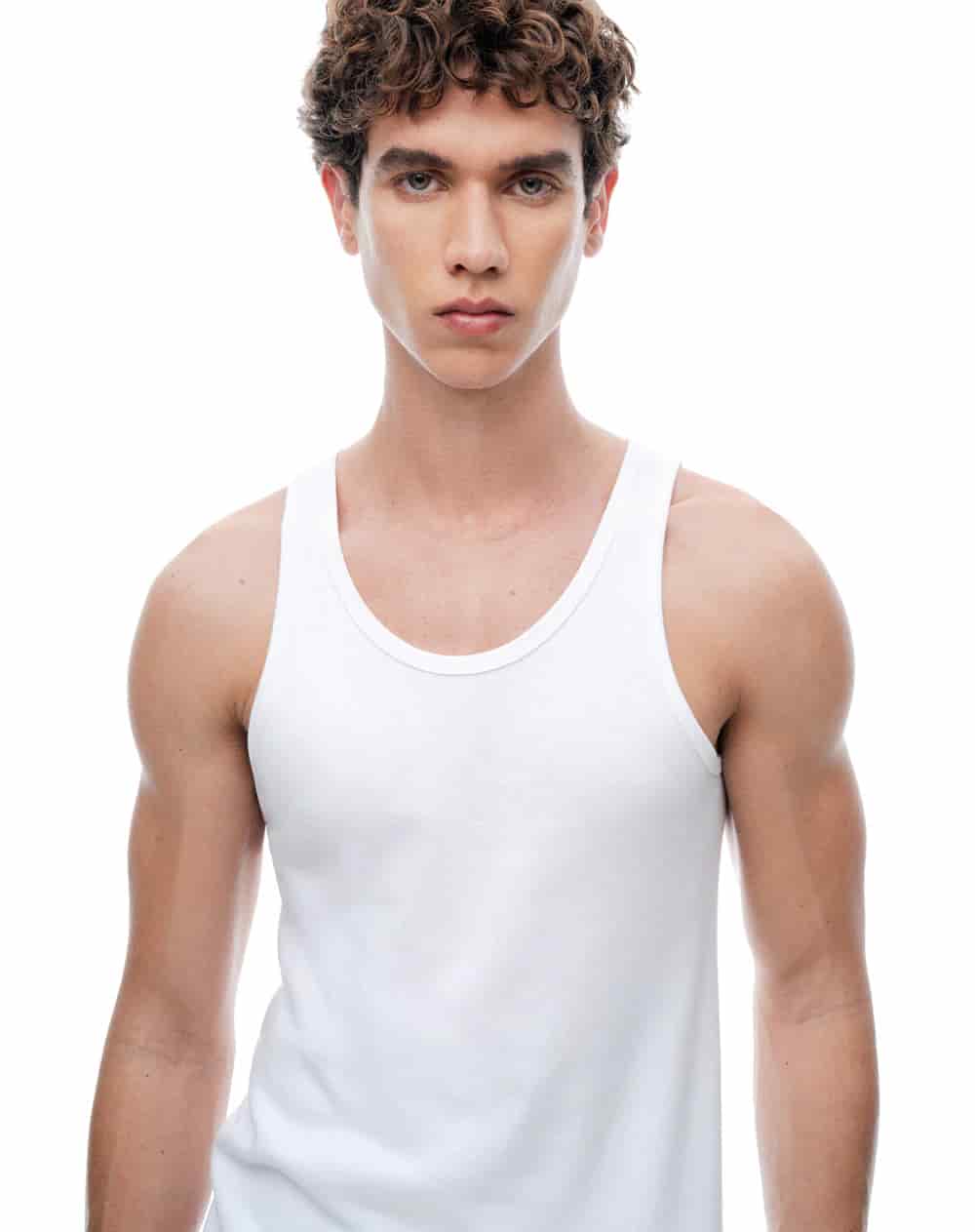 Camisilla slim algodón blanco hombre - miniatura 1