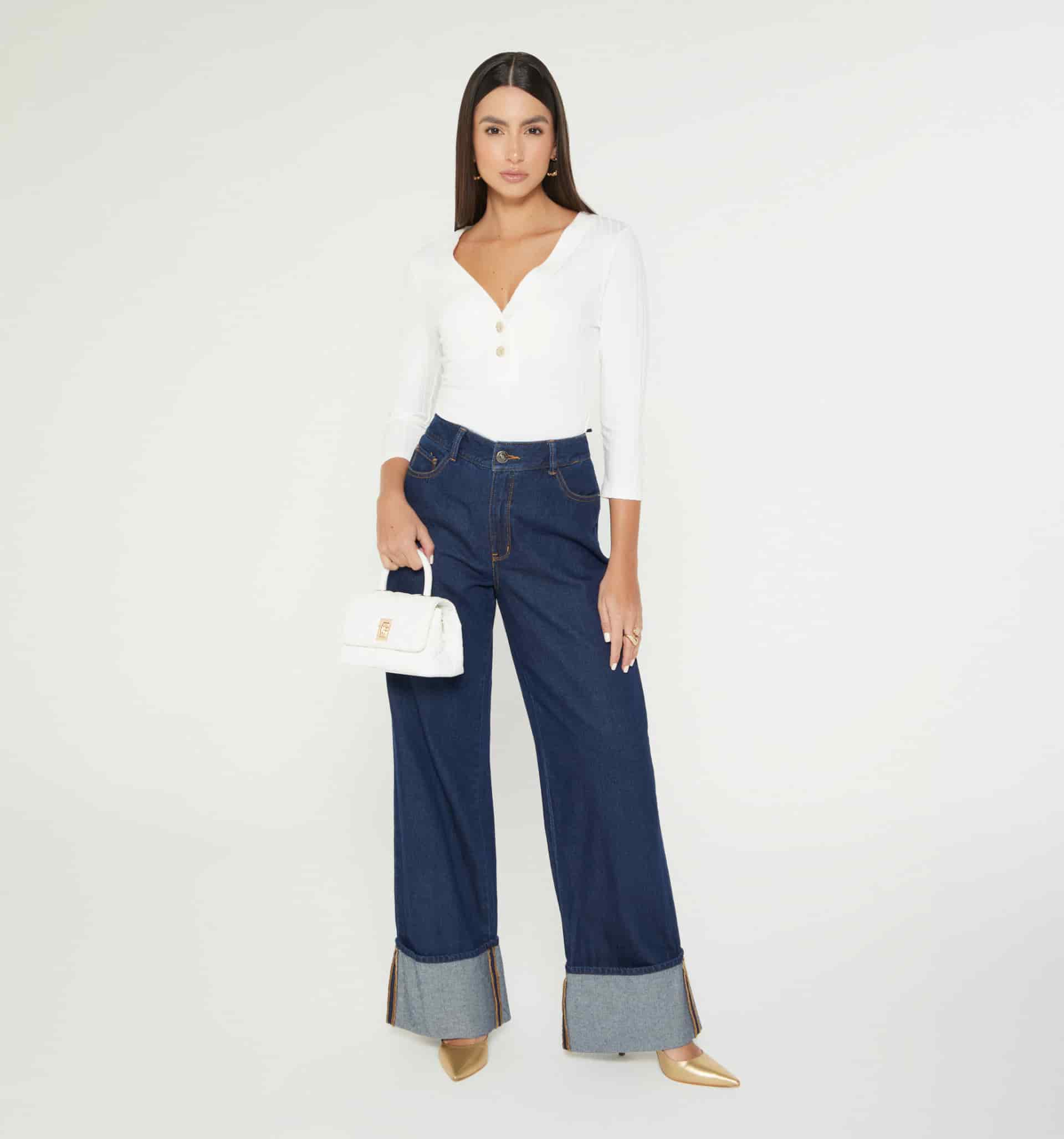 Blusa en rib escote en v manga 3/4 - miniatura 5