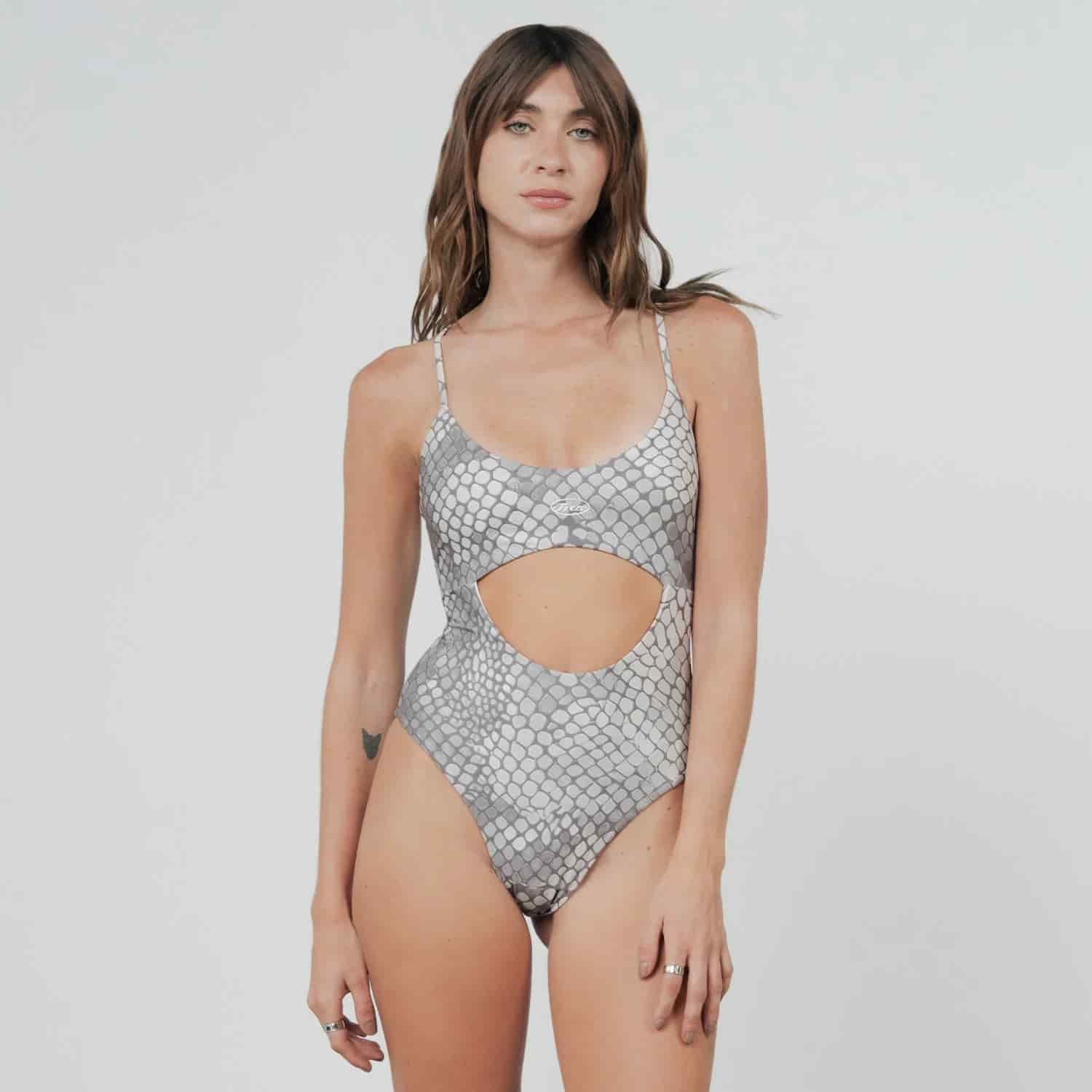 Python Cut-Out Bodysuit - Gray - miniatura 7