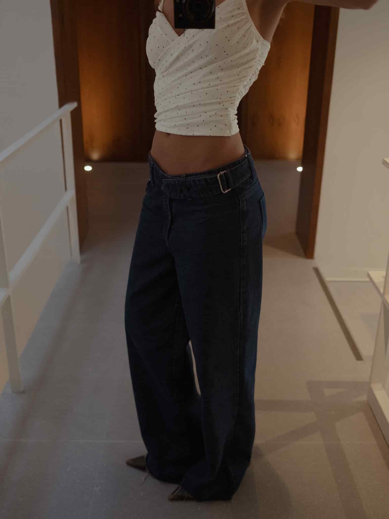 REMAKE WIDE LEG BELT JEAN - RAW DENIM - miniatura 3