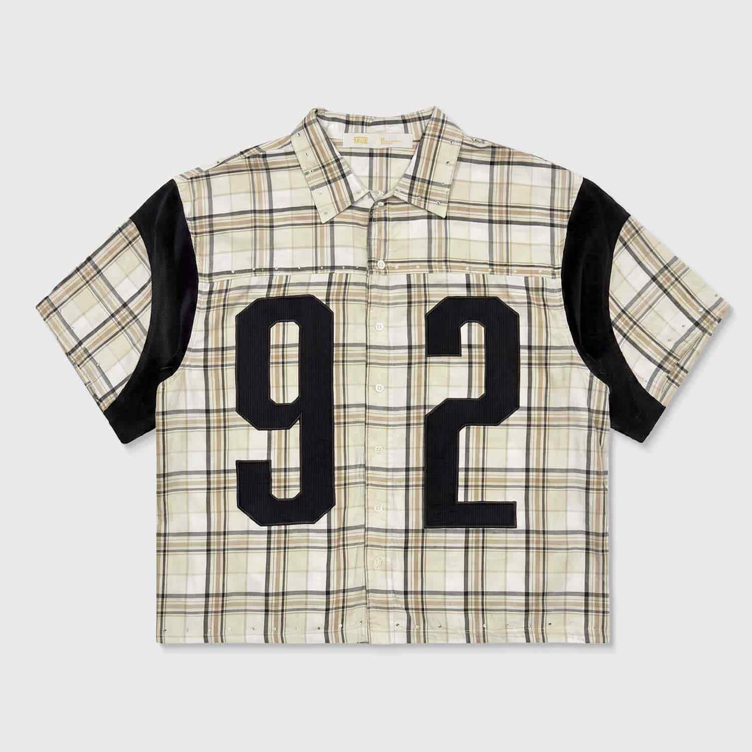 Plaid Button-Up Jersey - Cream - miniatura 1