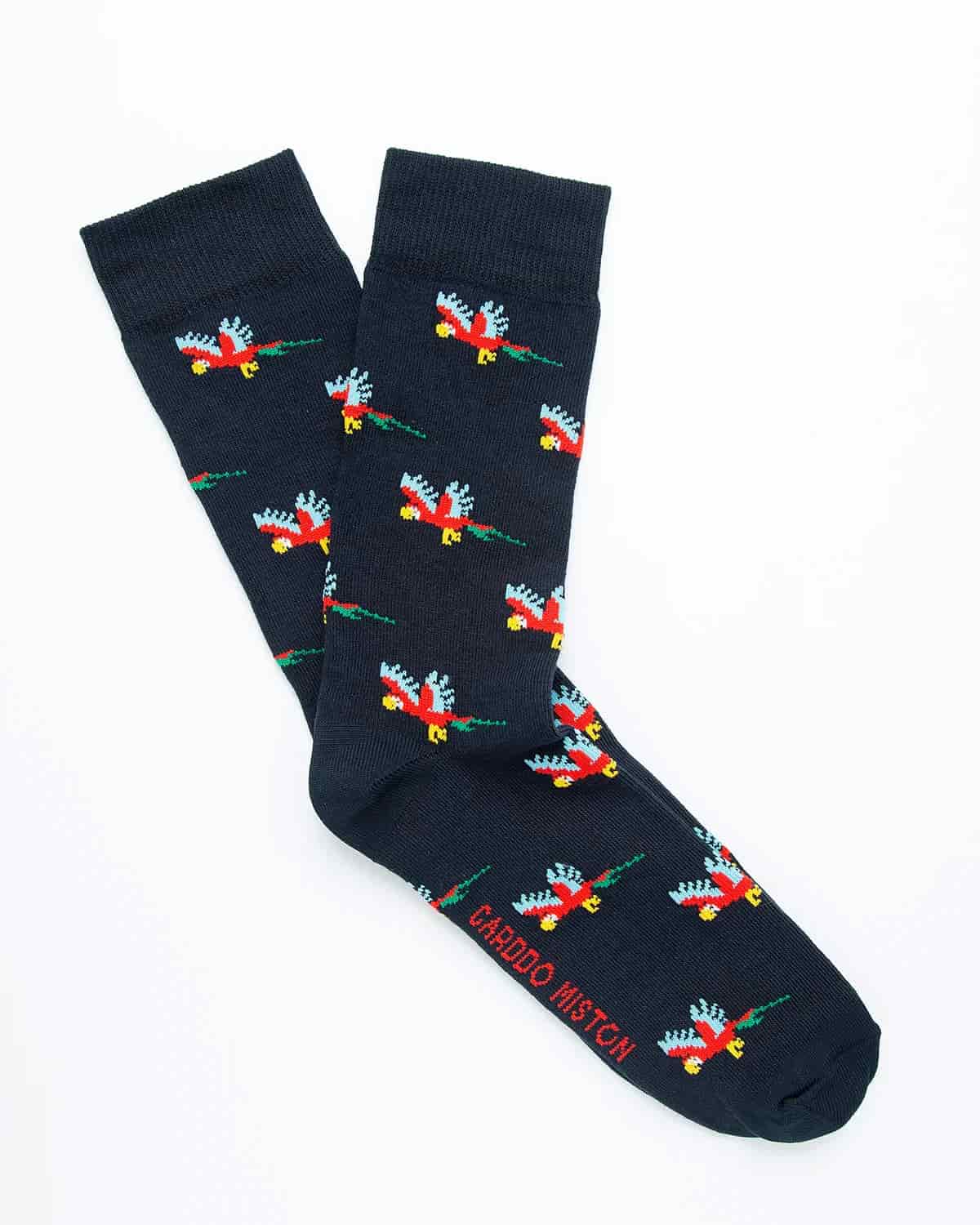 Medias Algodón Estampado Guacamayas - Fondo Azul - miniatura 3