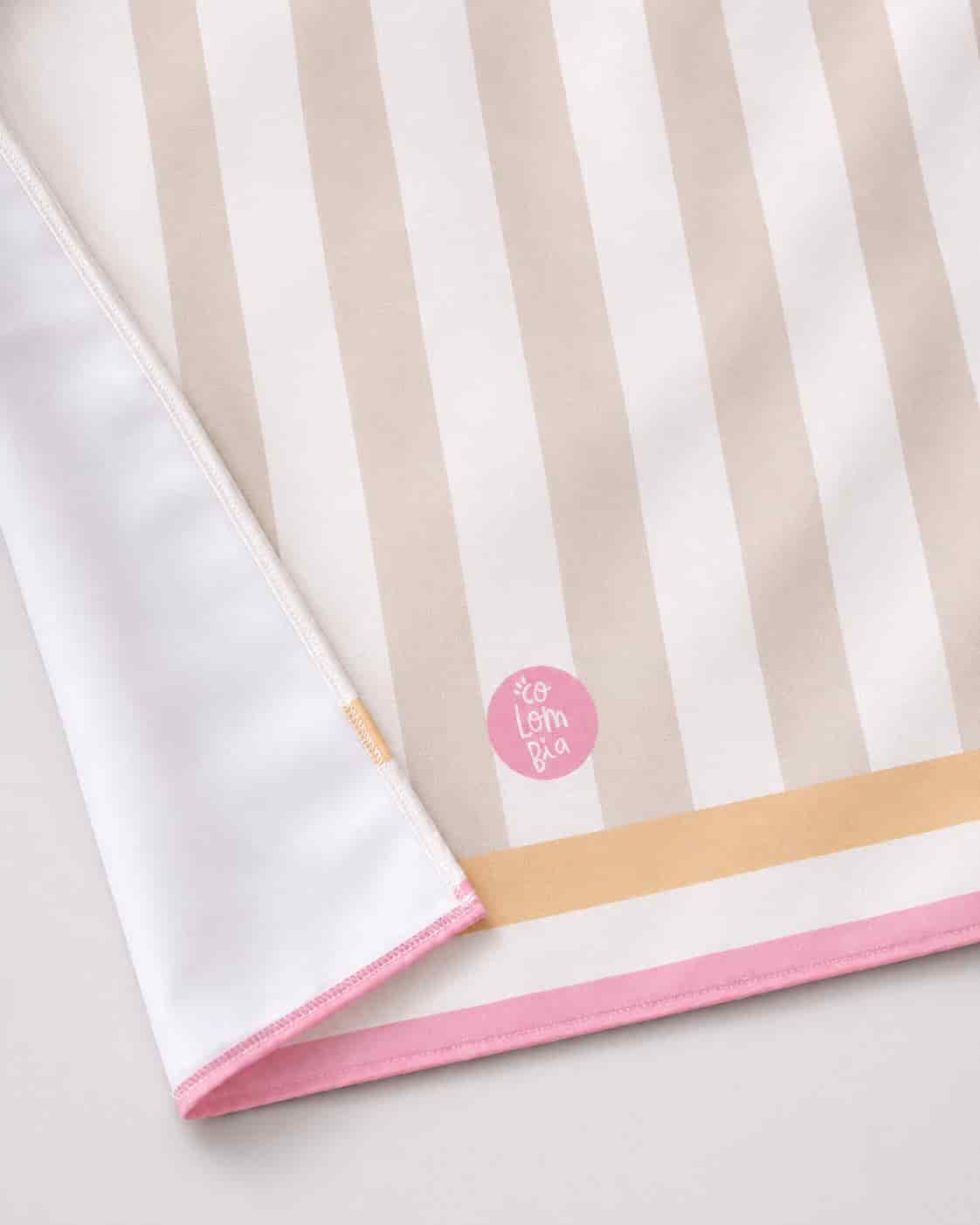 Toalla Estampada Rayas Beige - miniatura 2