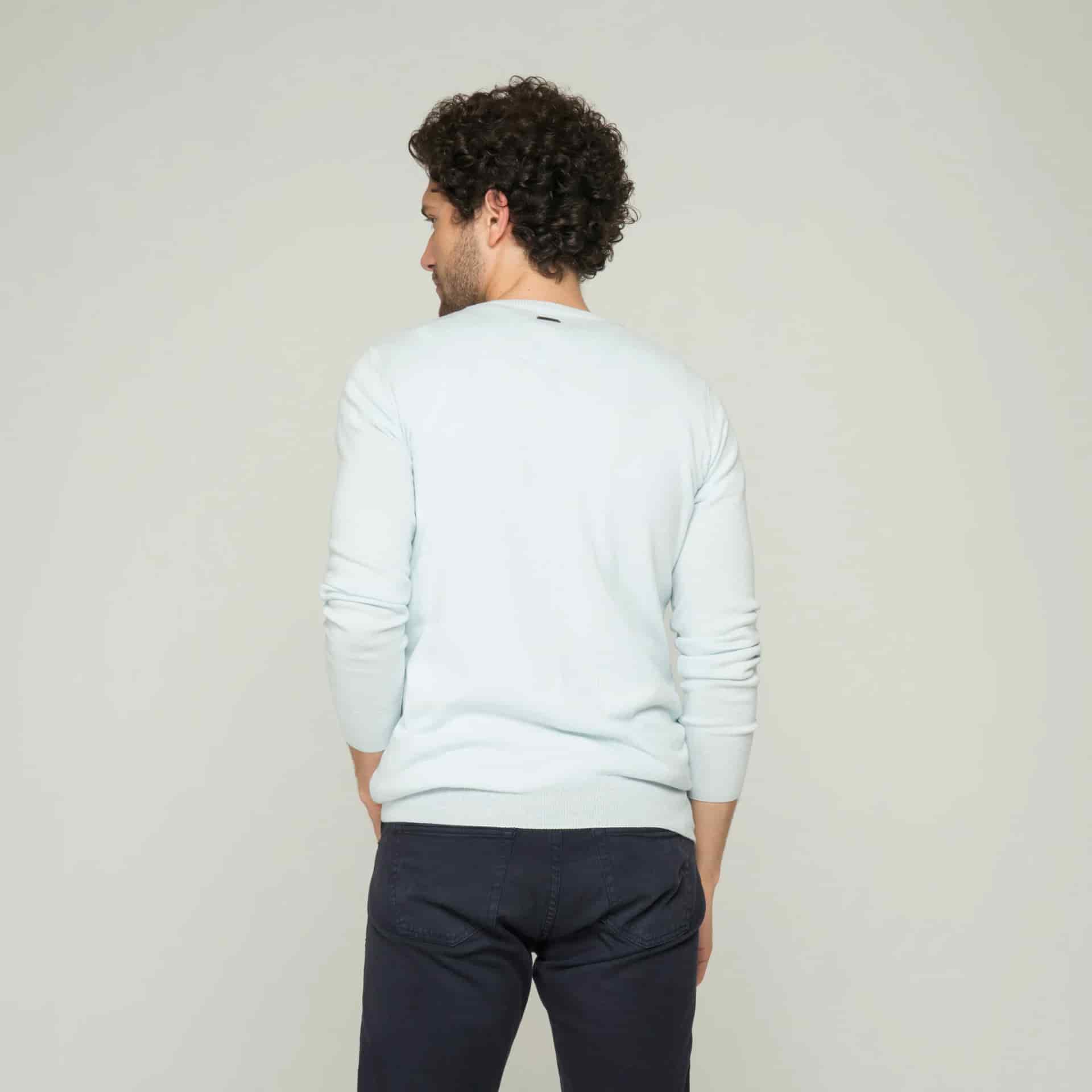 Saco Cuello Redondo Algodón Azul Cielo - miniatura 8