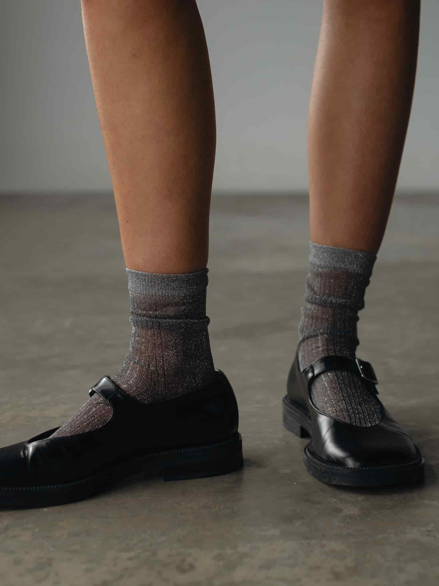 MESH SHINY SOCKS - PLATINUM - miniatura 9