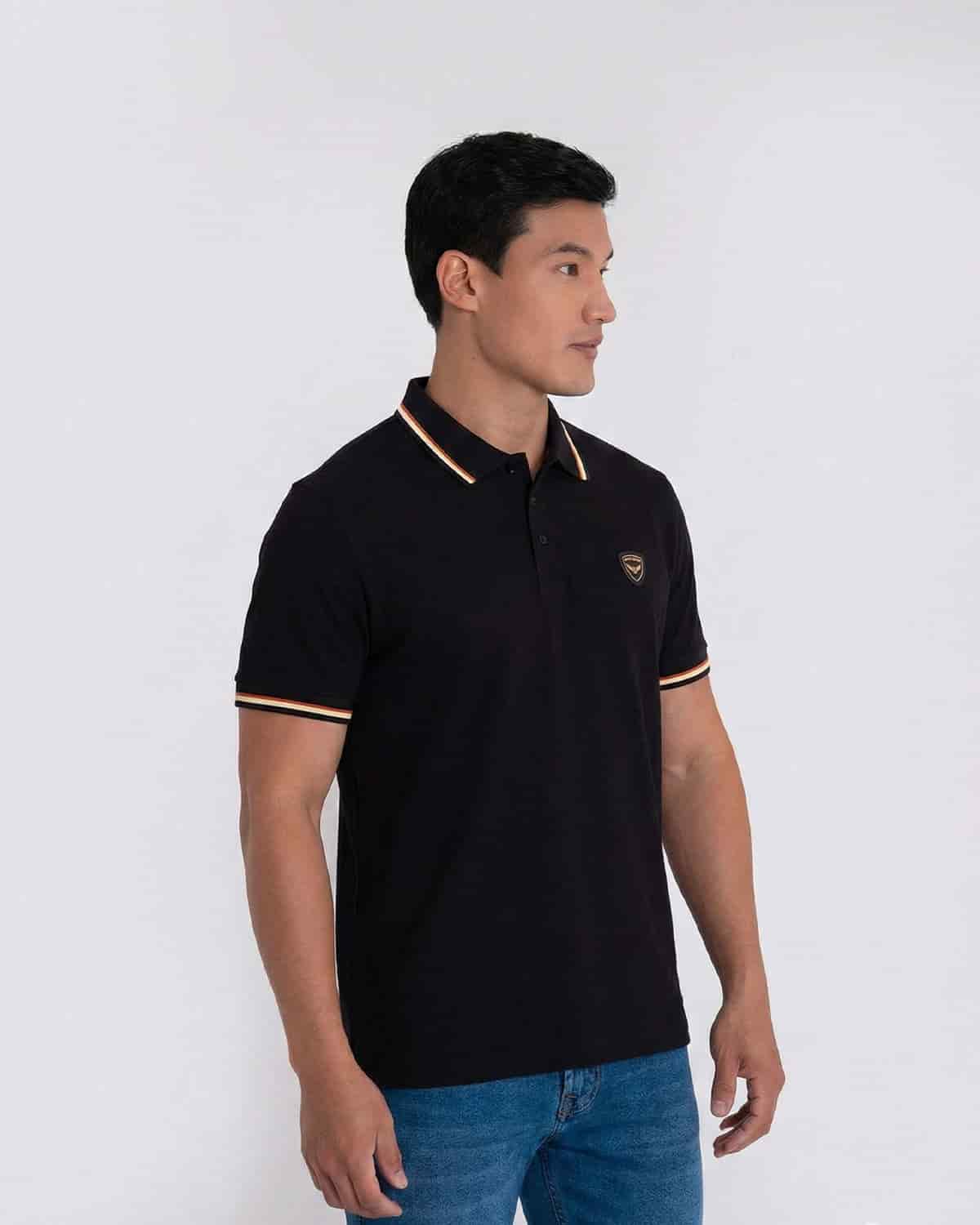 Polo slim negra para hombre - miniatura 2