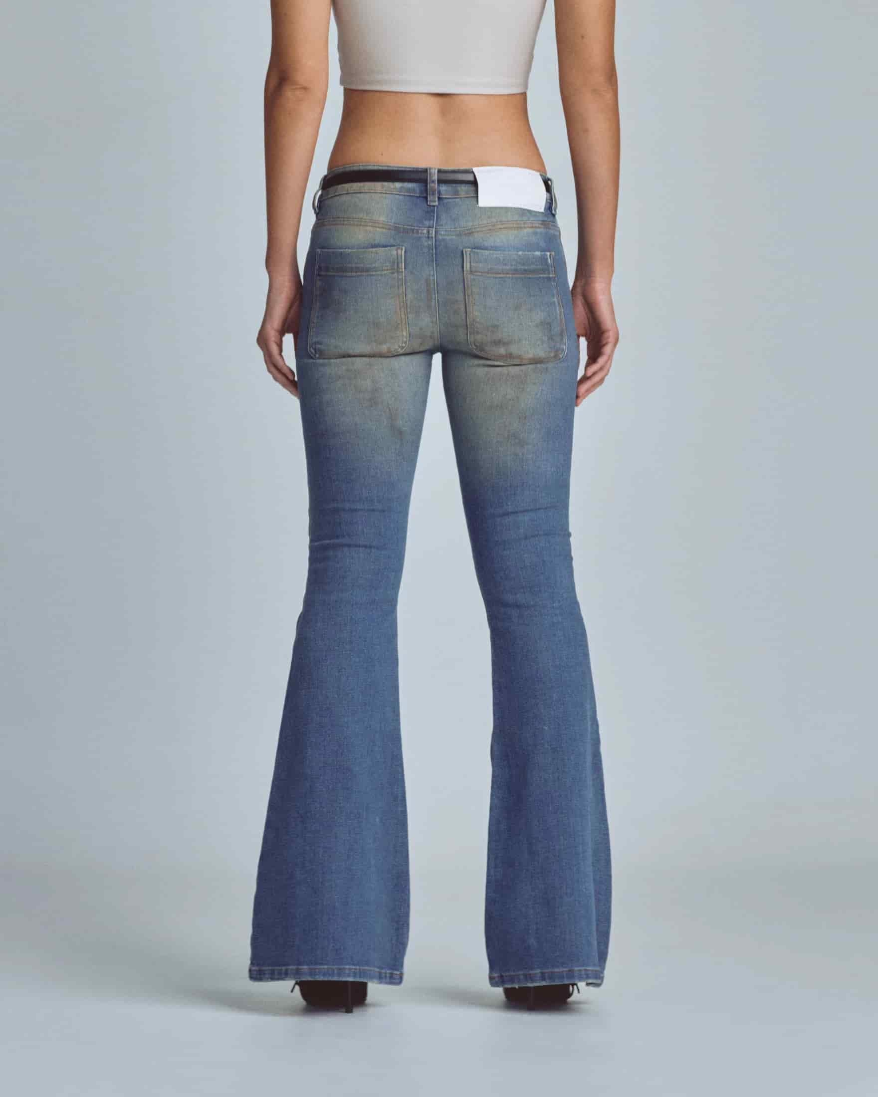 W Stardust Undgld Studio Flare Jeans Mechanic Blue - miniatura 7