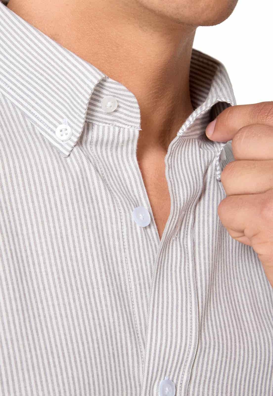 Camisa Manga Larga Oxford Rayas Grises - miniatura 6