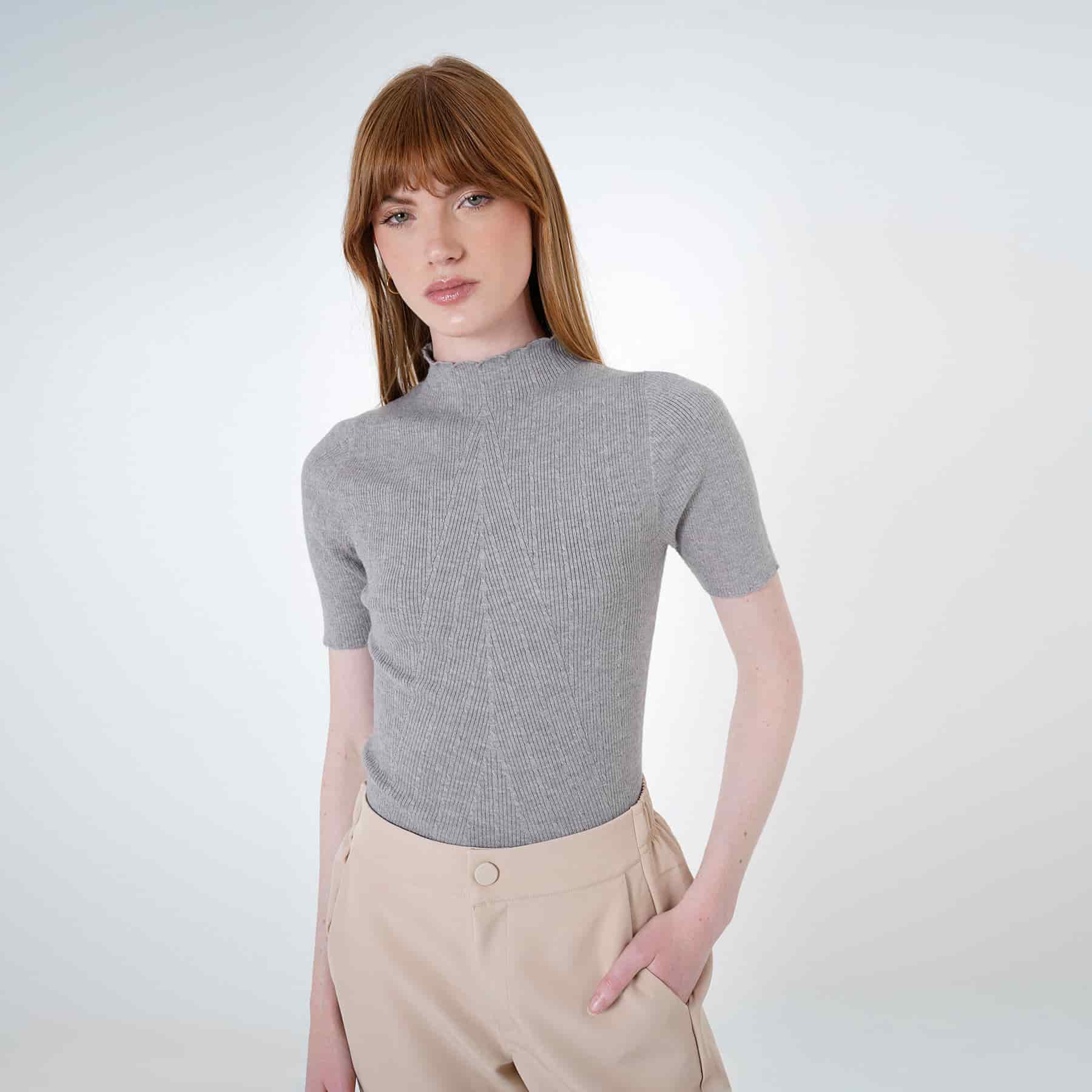 Sweater canale cuello alto manga corta - miniatura 1