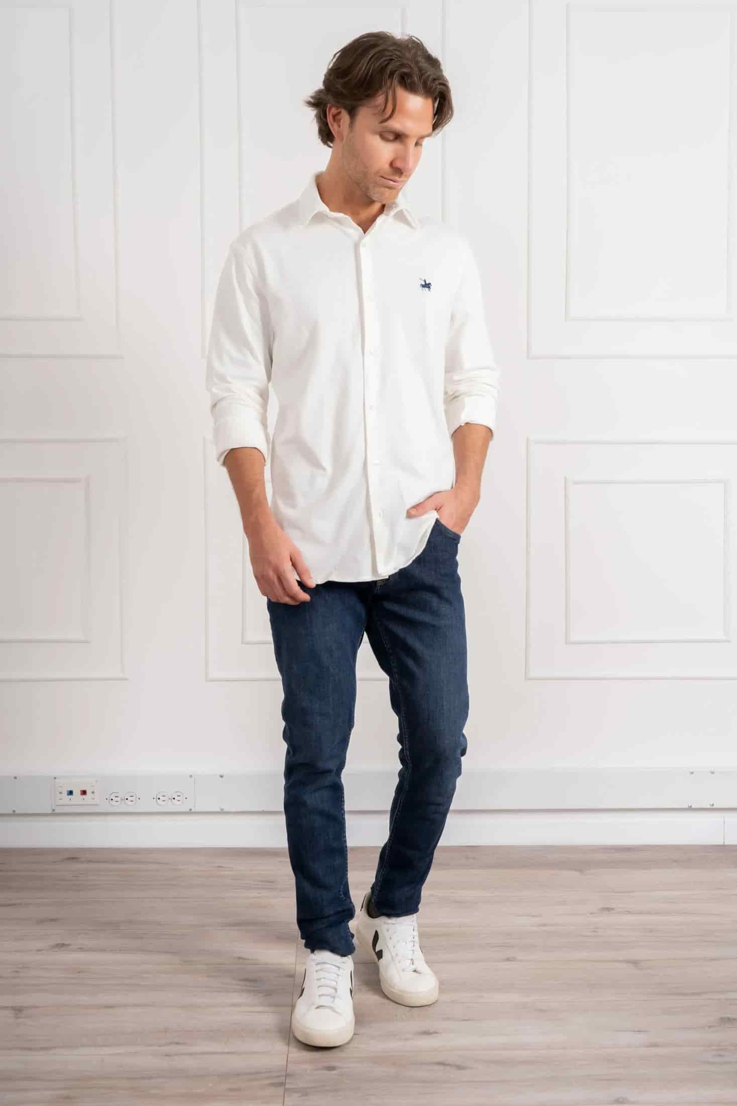 Camisa Pique Premium Hombre Blanco - miniatura 3