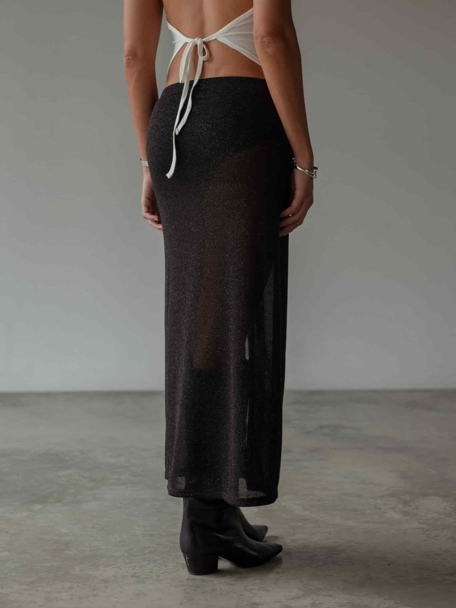 OVER LONG SKIRT - GLOSSY BLACK - miniatura 12