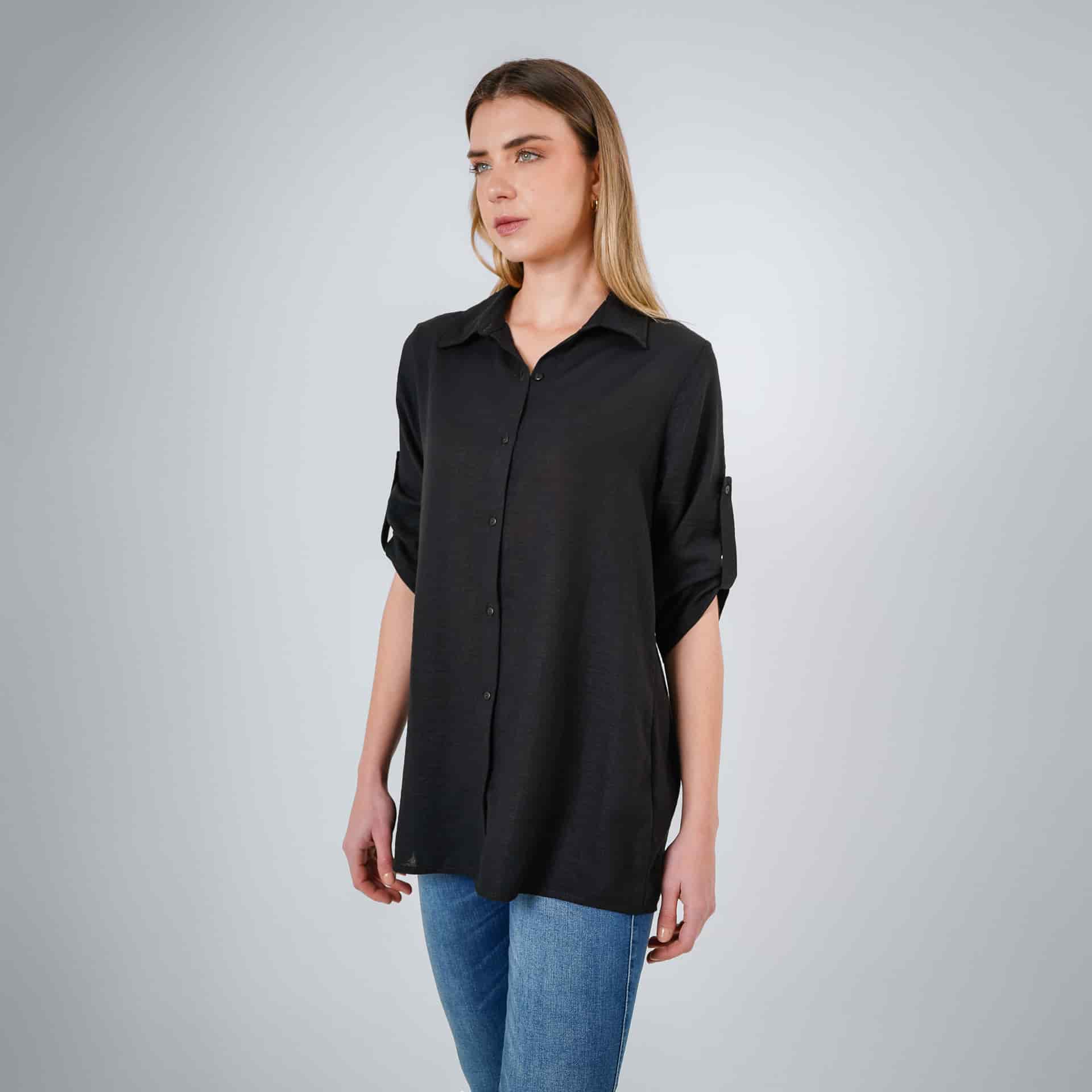 Blusa Cuello Camisero Manga 3/Cuartos - miniatura 2
