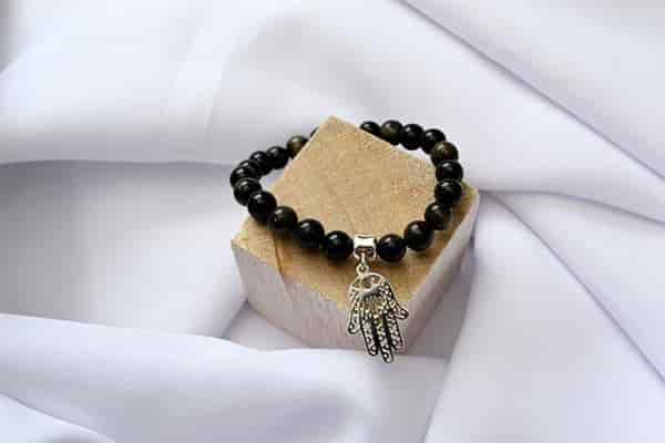 Pulsera Obsidiana dije mano hamsa - miniatura 1