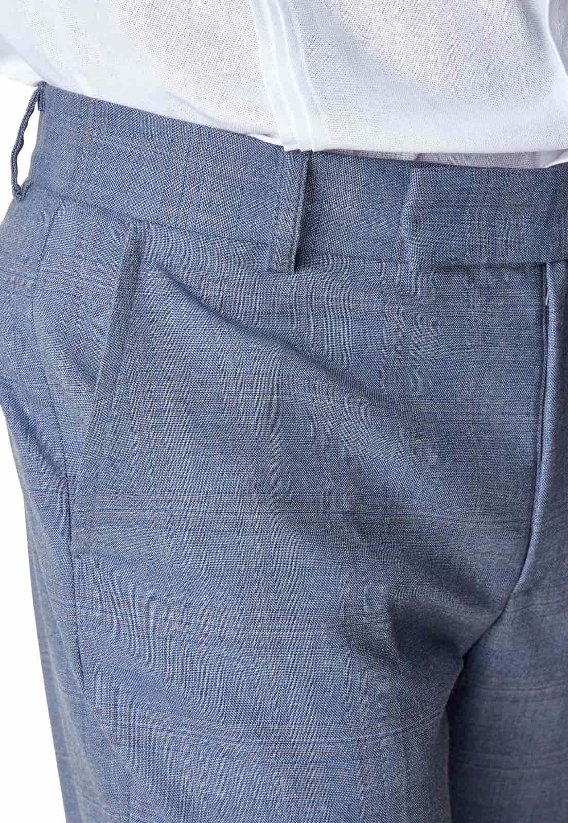 Pantalón azul formal a cuadros - miniatura 4