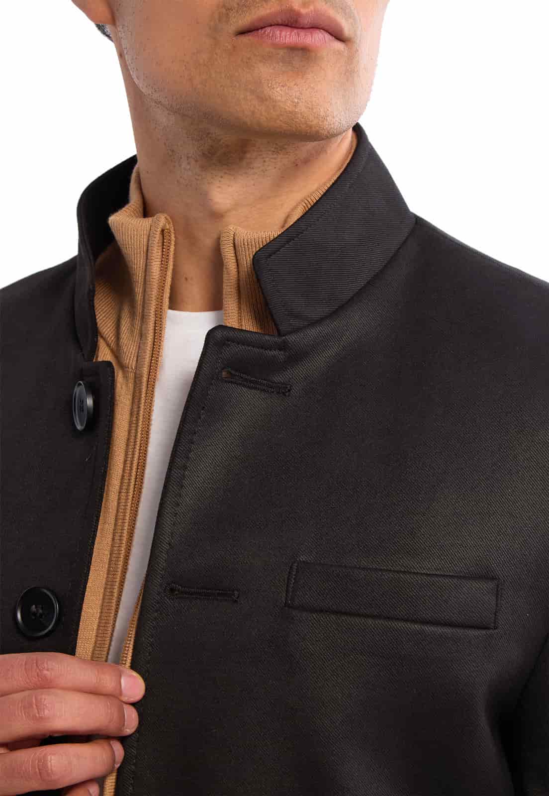 Abrigo cuello nerú o mao negro liviano - miniatura 4
