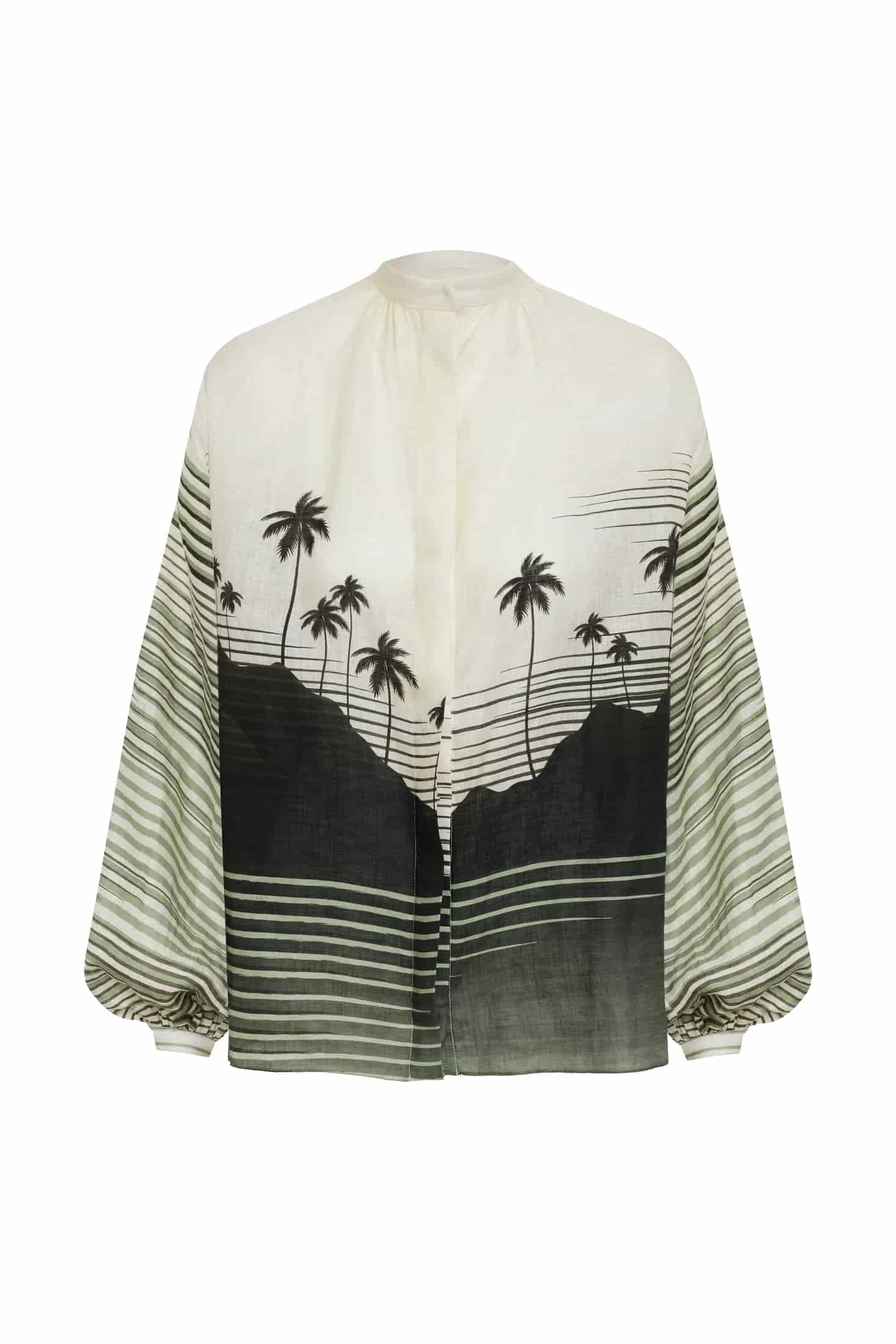 Don Simon Linen Shirt / Green Tropical Landscape - miniatura 2