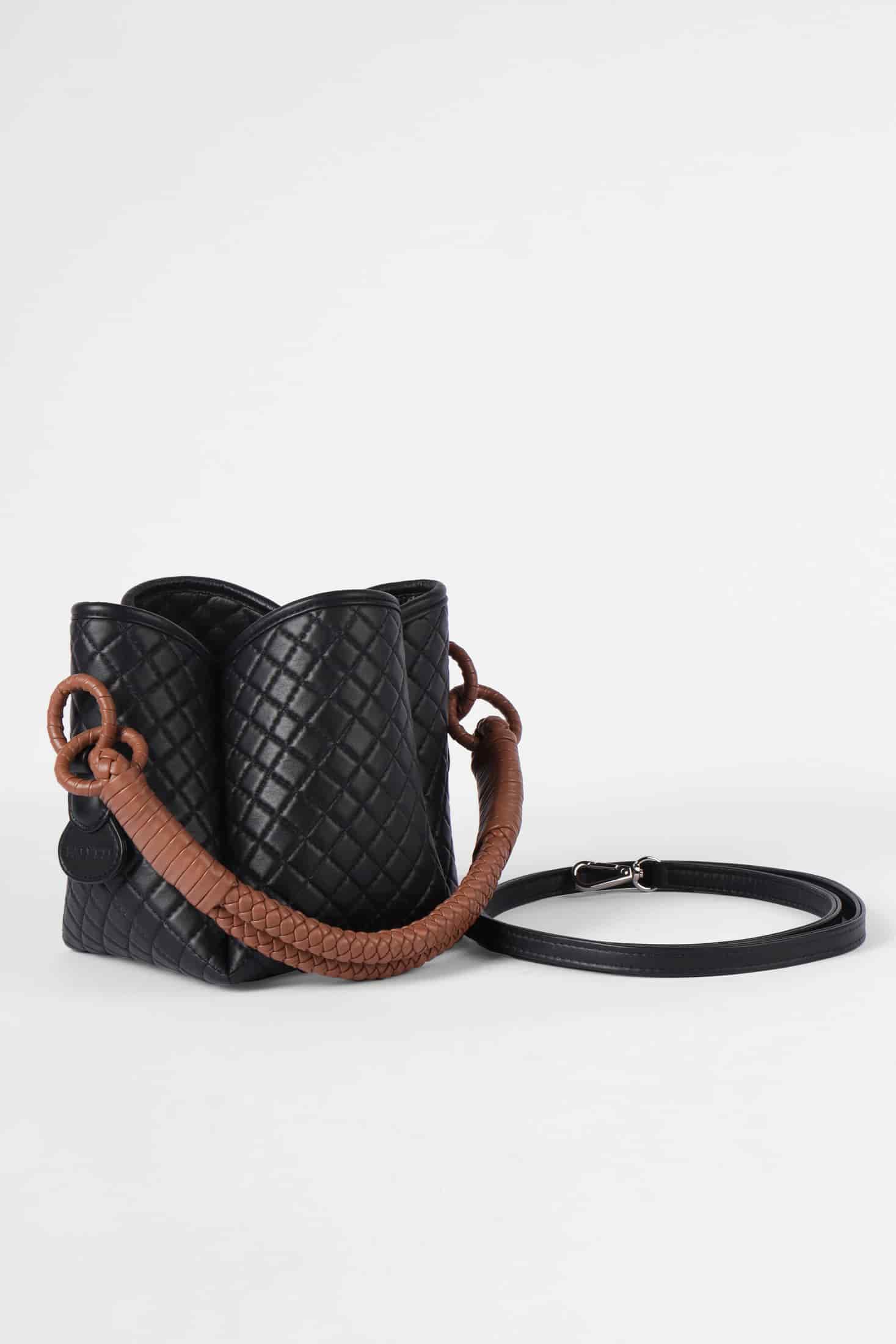 Tulip Mini Bucket Bag, Black & Brandy - miniatura 4