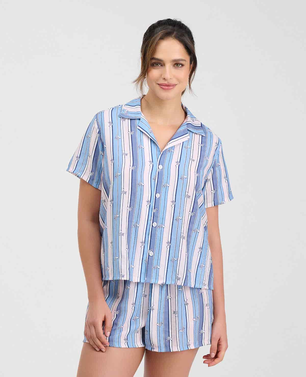 Pijama de Short | Camisa Manga Corta de Botones - miniatura 1