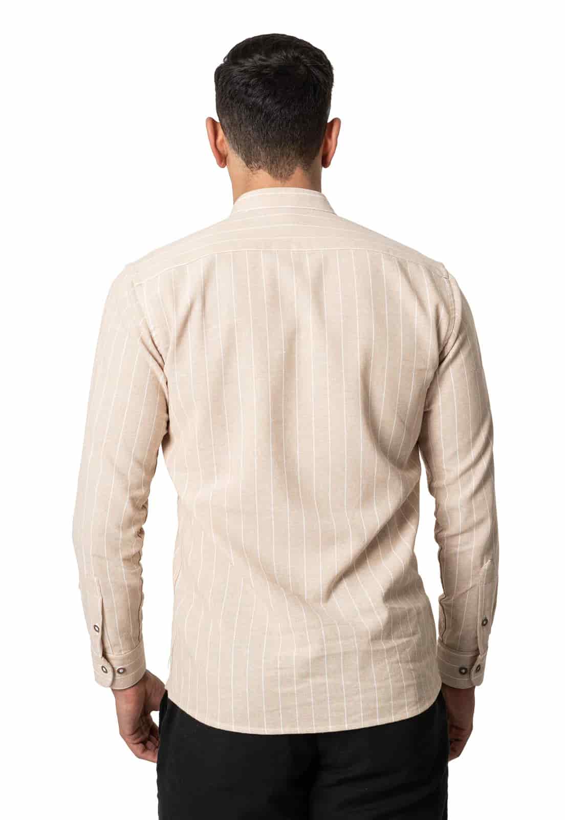 Camisa en Lino verde cuello neru a rayas - miniatura 10