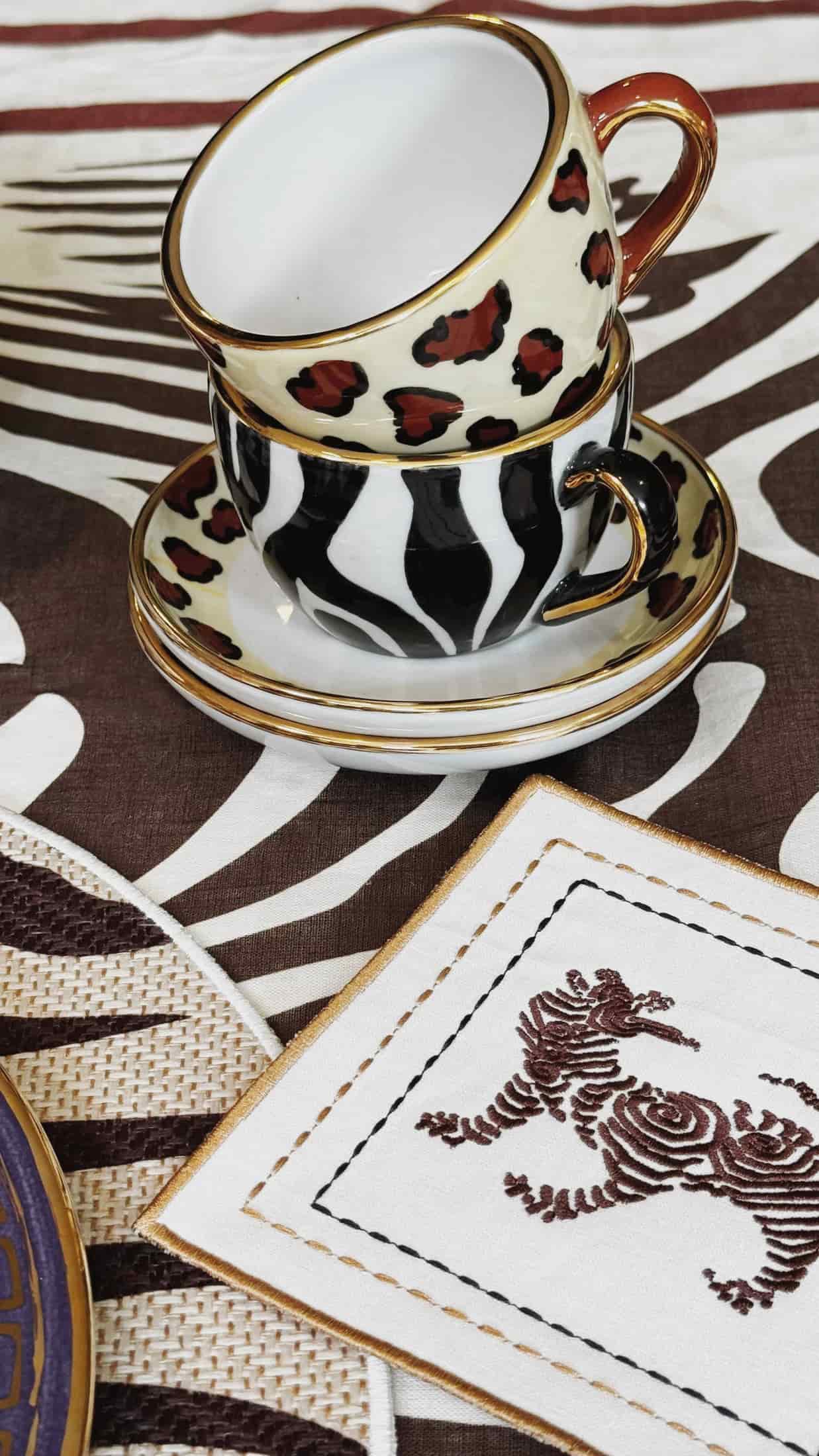 Tiger Cocktail Napkins / Ivory & Brown - Set of 4 - miniatura 3