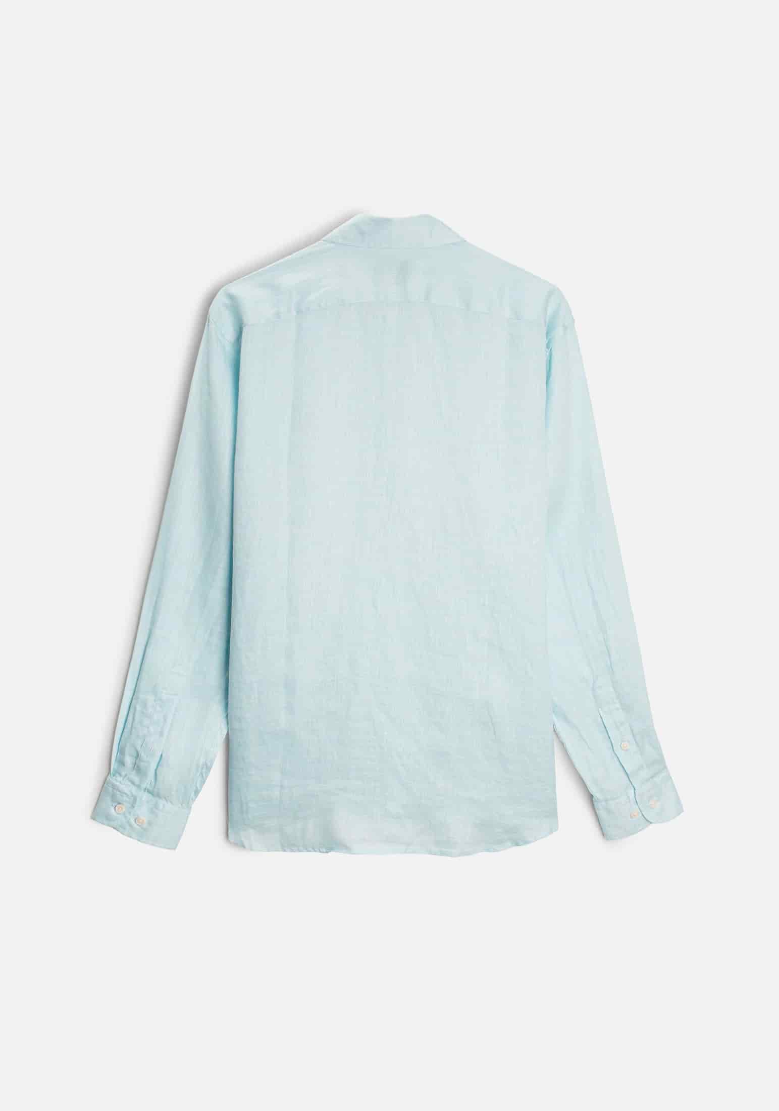 Camisa H Lino CBD Unicolor L-Ros Azul Claro - miniatura 4