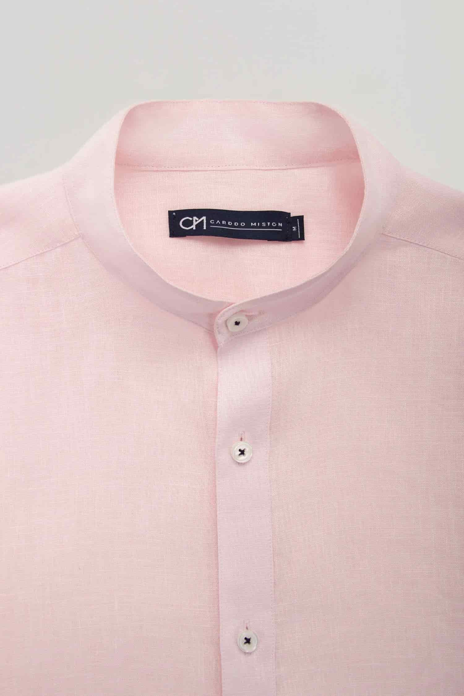 Camisa Cuello Mao Lino Rosa Bebé - miniatura 2