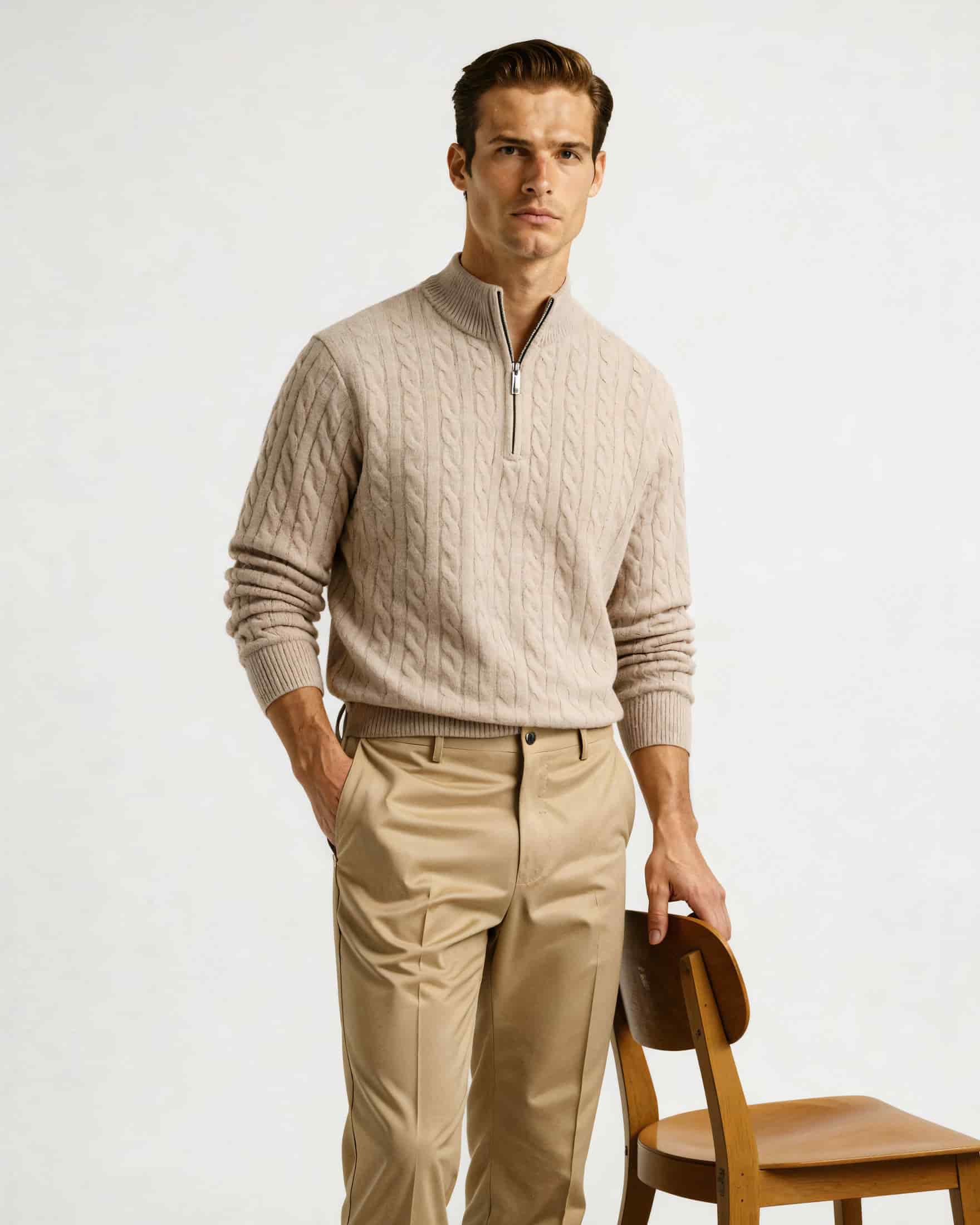 100% Cashmere Woven Half Zip - miniatura 5