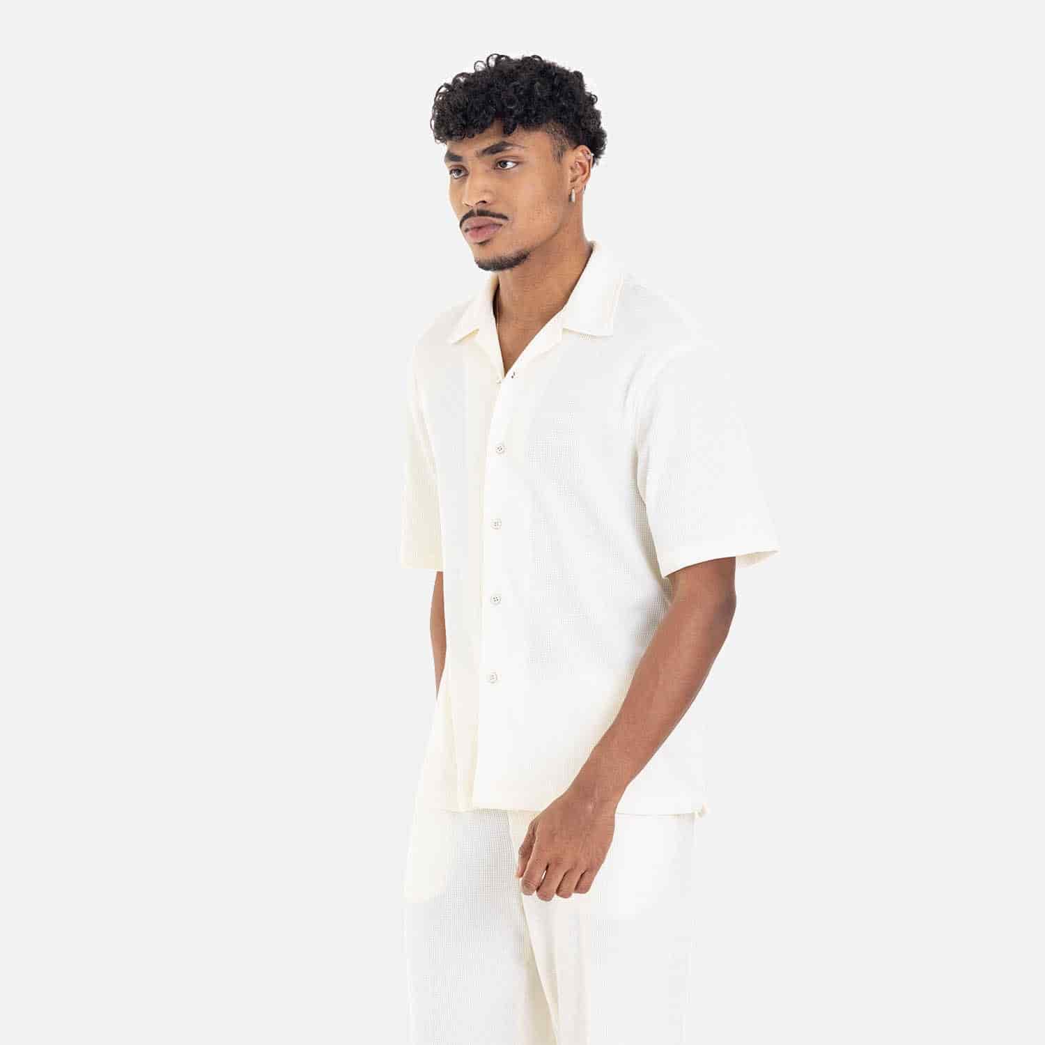 Relaxed Short Sleeve Shirt Ivory - miniatura 11