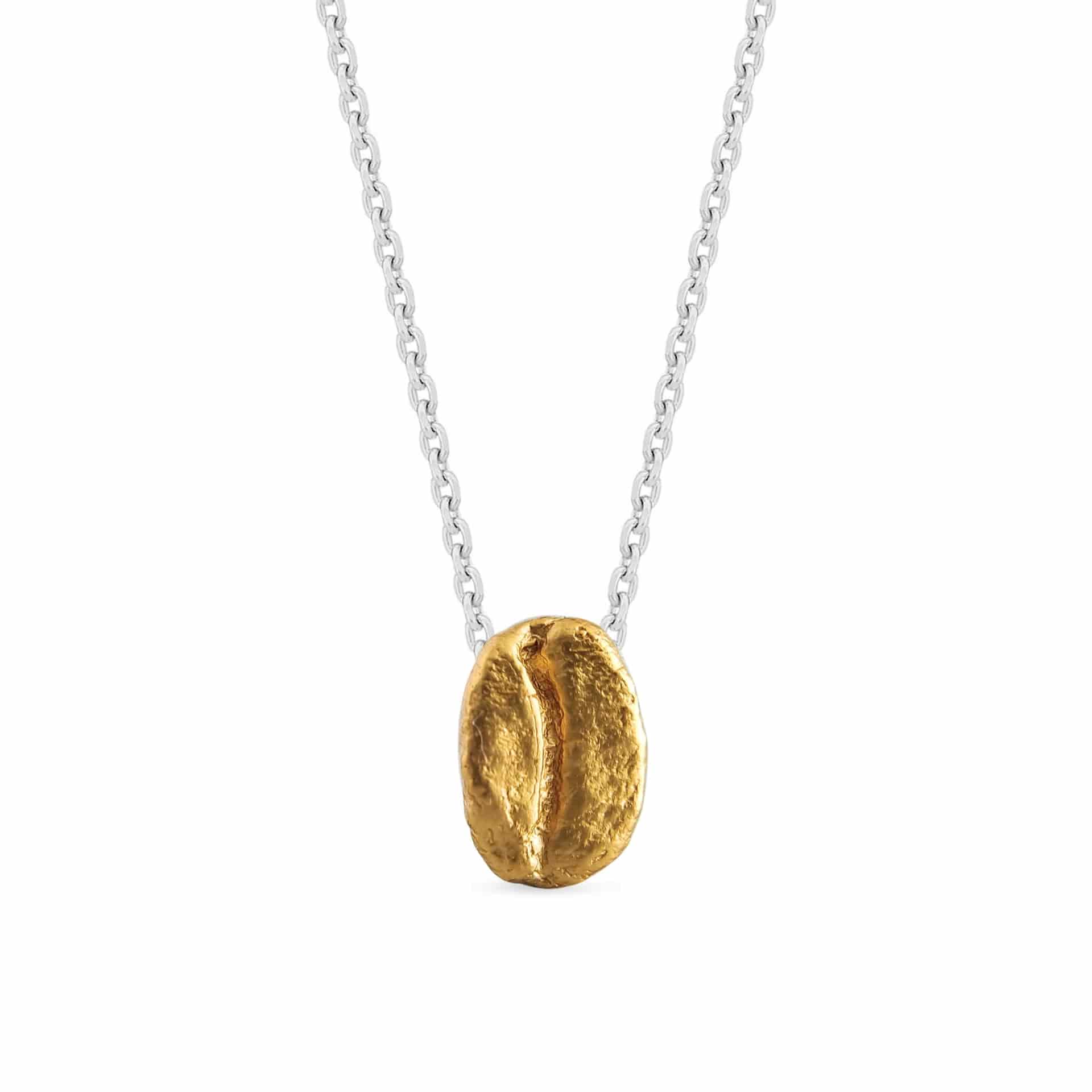 Collar Café Caturra con cadena sencilla corta (45cm) en plata con baño de oro - miniatura 1