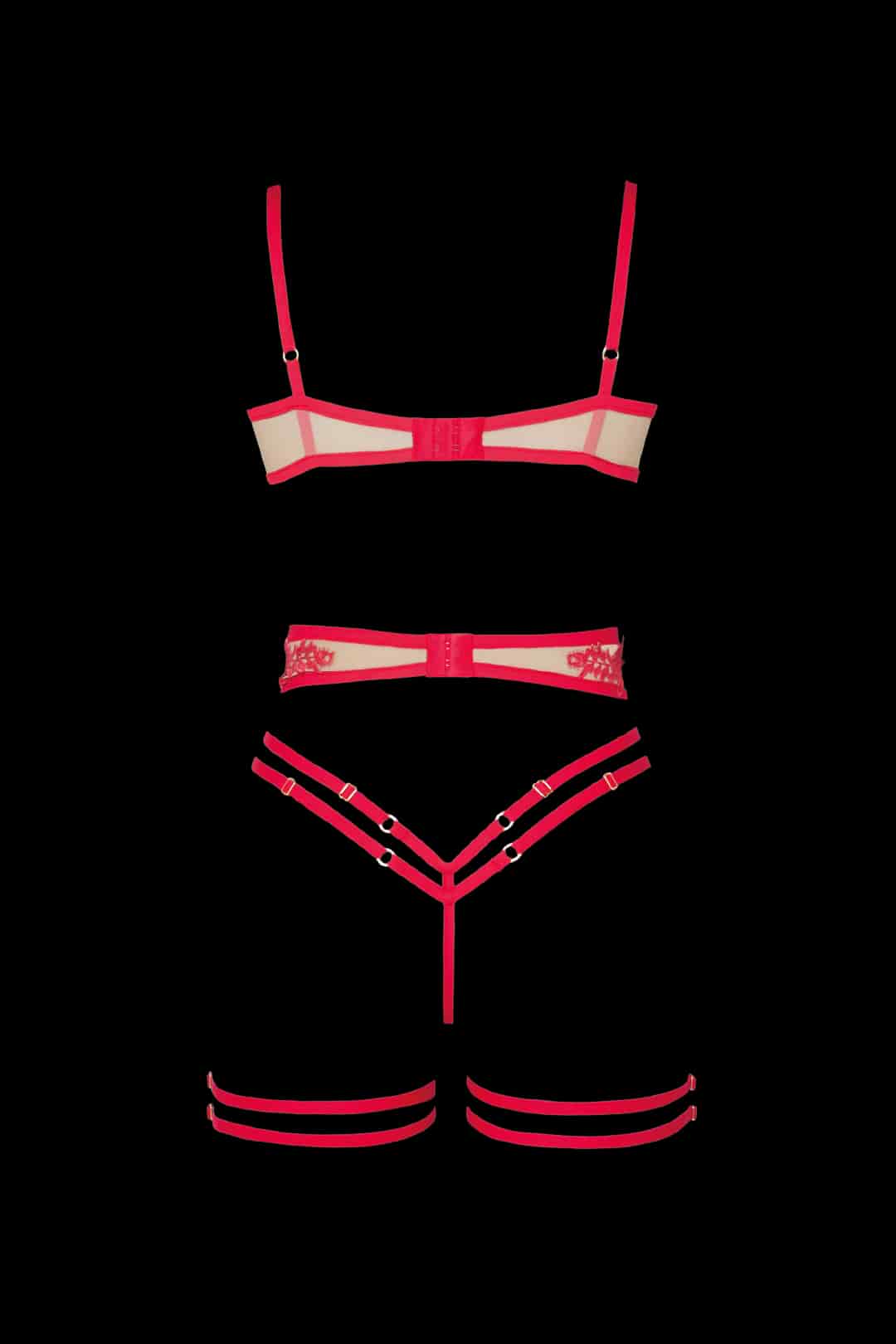 SET AGUSTINA ROJO CEREZA CON LIGUERO Y CHOKER - miniatura 4