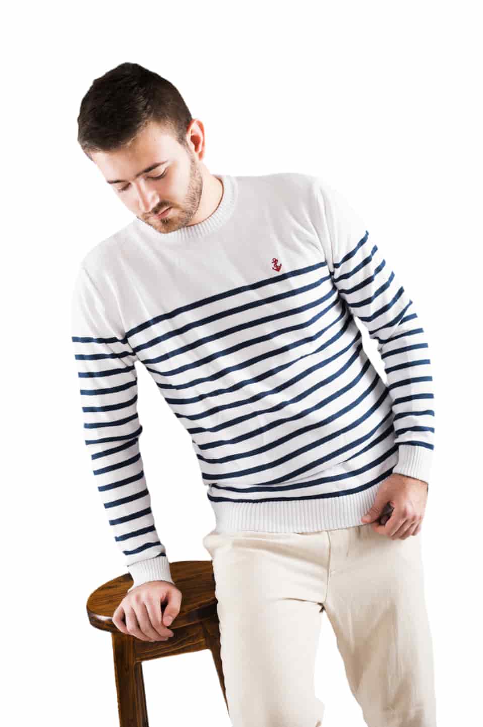 Saco Blanco Rayas Navy - miniatura 2