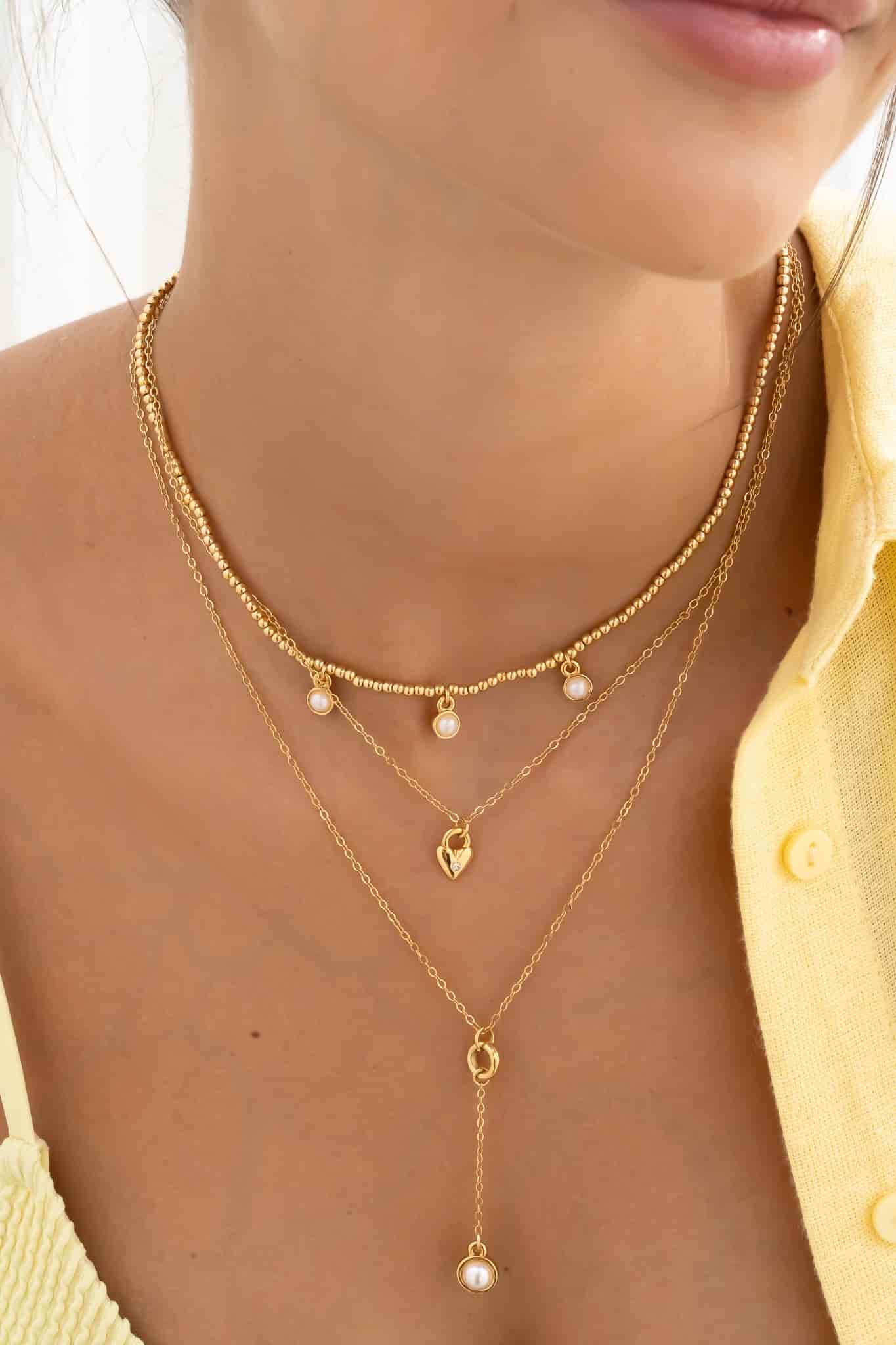 Set De 2 Cadenas Con Dije De Perla + Aretes - miniatura 3