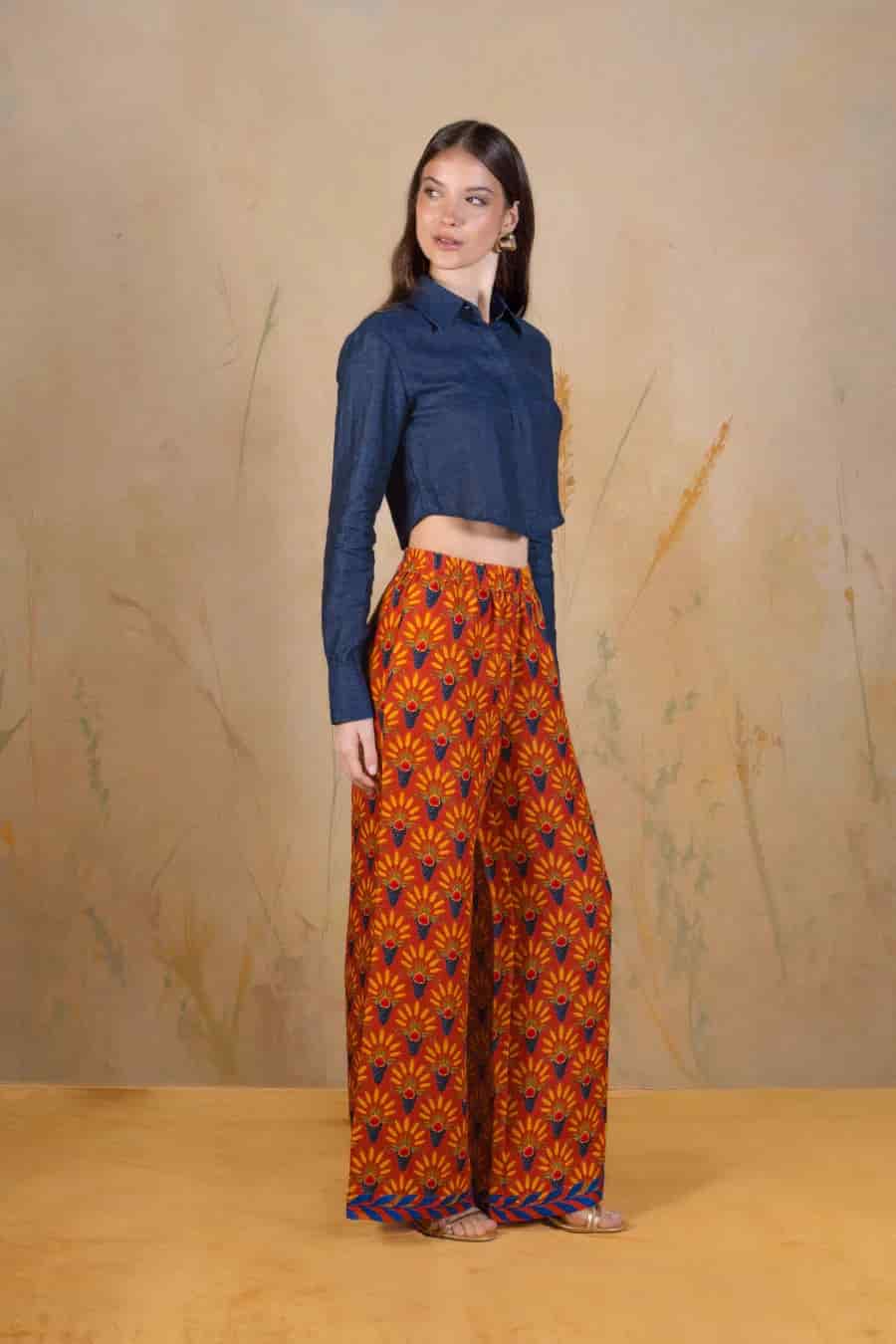 Women's Annona linen trousers terracotta - miniatura 2