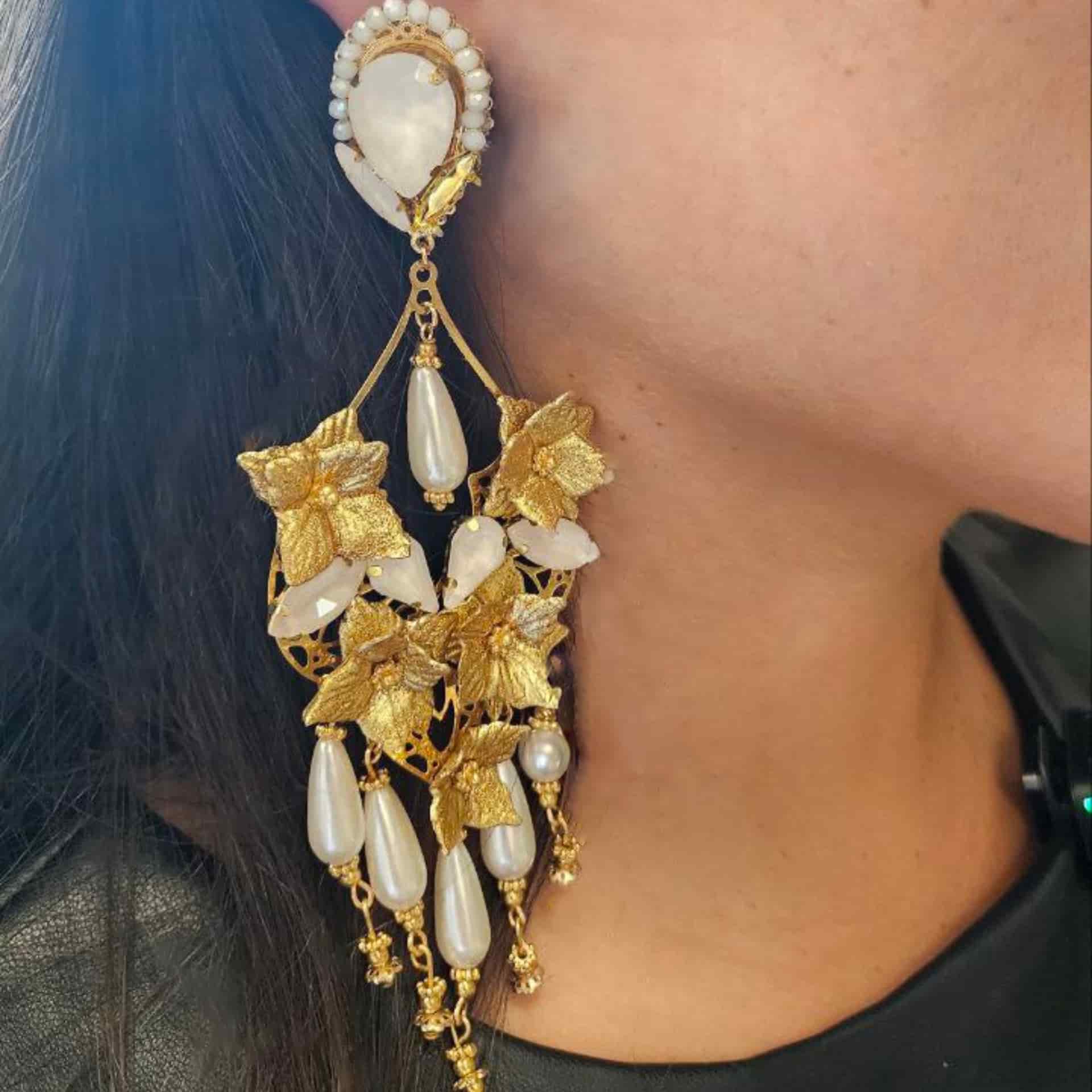 Flower & Flower Gold Earrings - miniatura 2