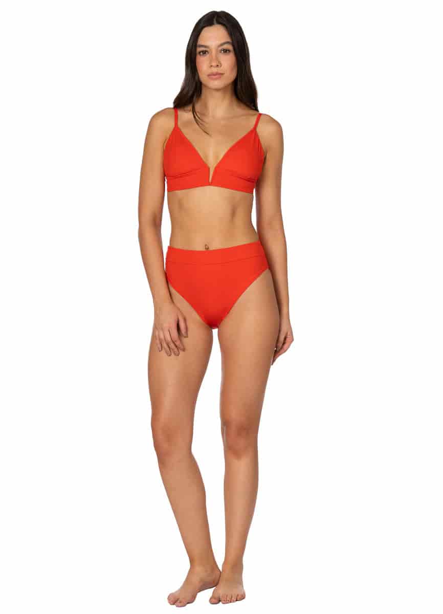 Maaji Red Camelia Parade Long Line Triangle Bikini Top - miniatura 6