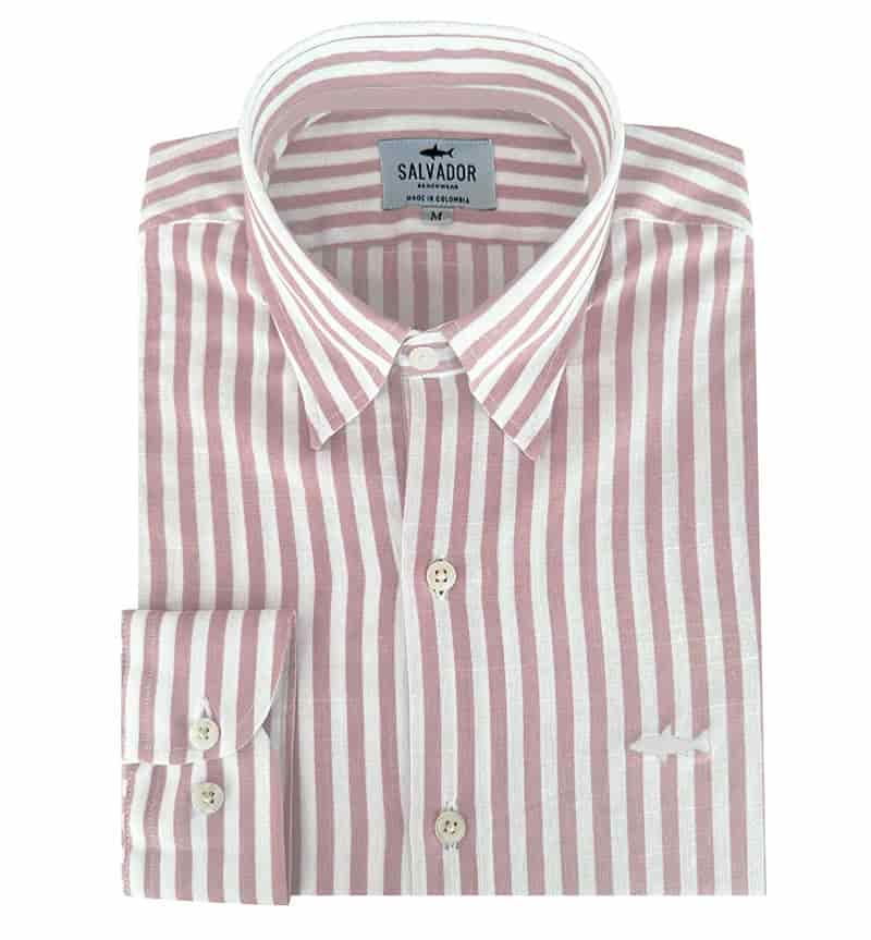 CAMISA BLANCA RAYAS PALO ROSA - miniatura 1