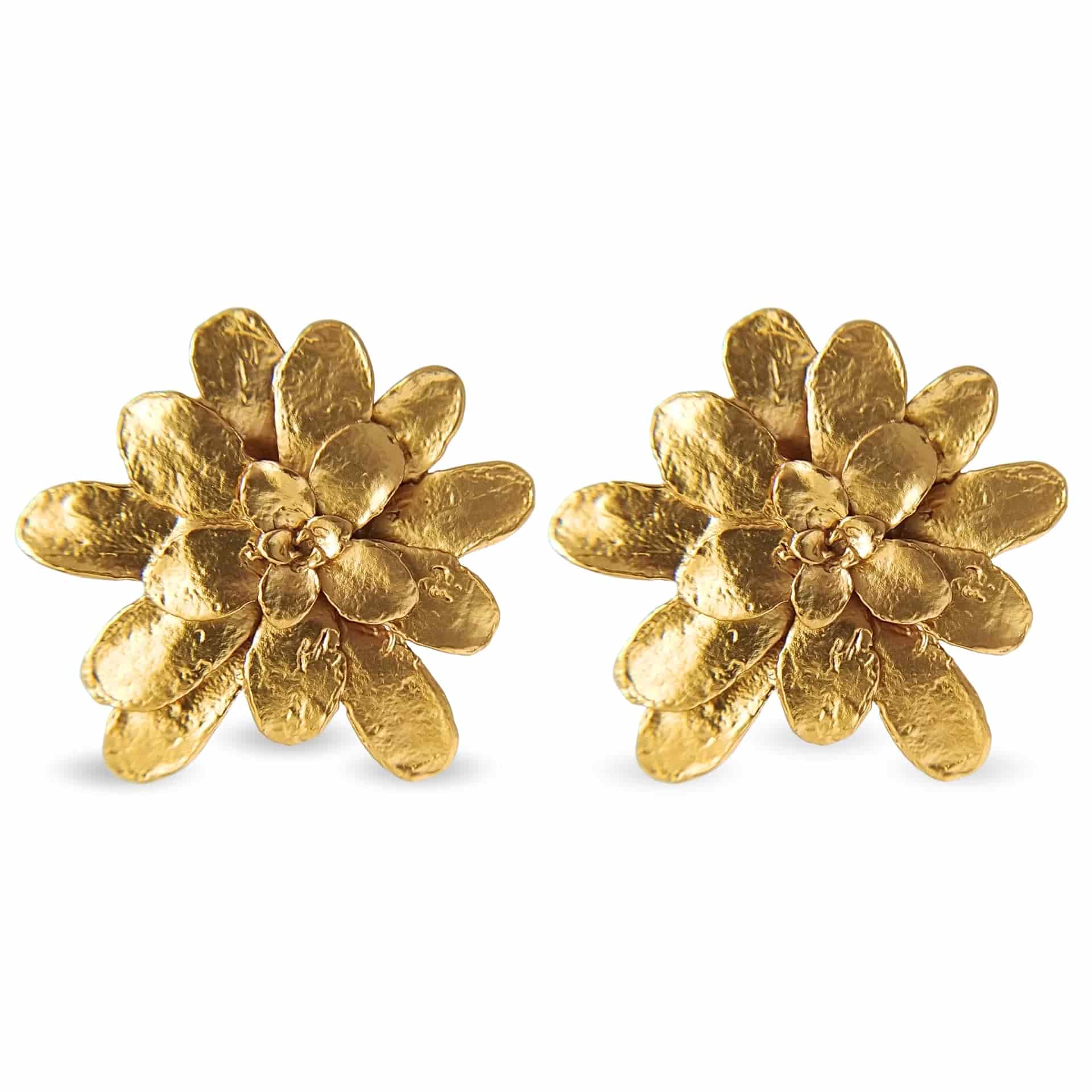 Aretes suculenta Lina en plata con baño de oro - miniatura 3