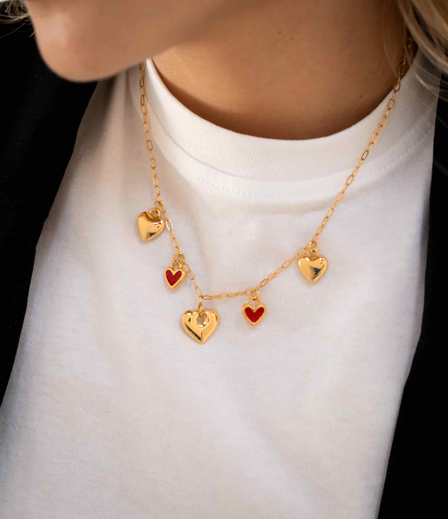 Collar Multicharms + Aretes Corazón - miniatura 2