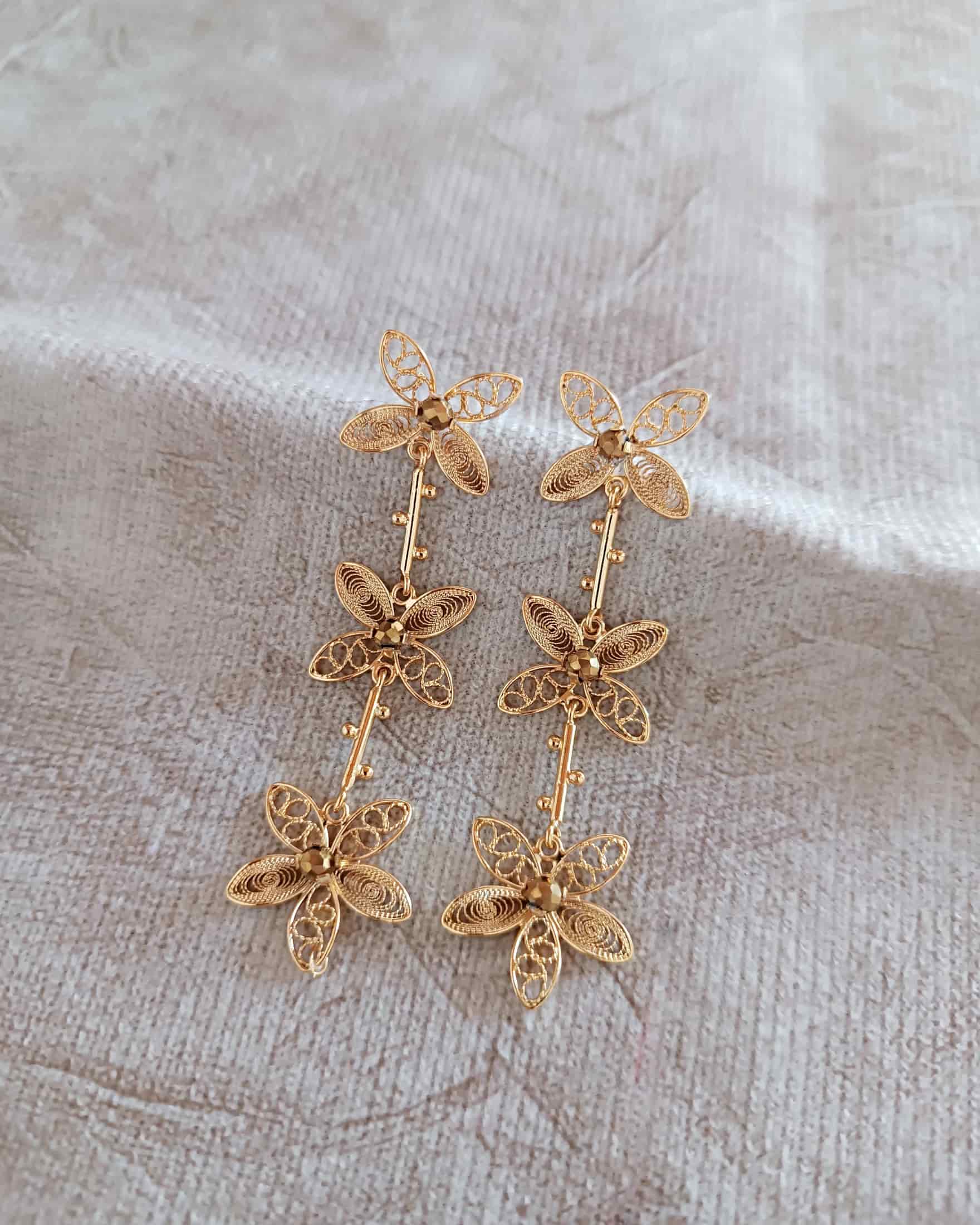 Aretes filigrana tres flores Berenice - miniatura 5
