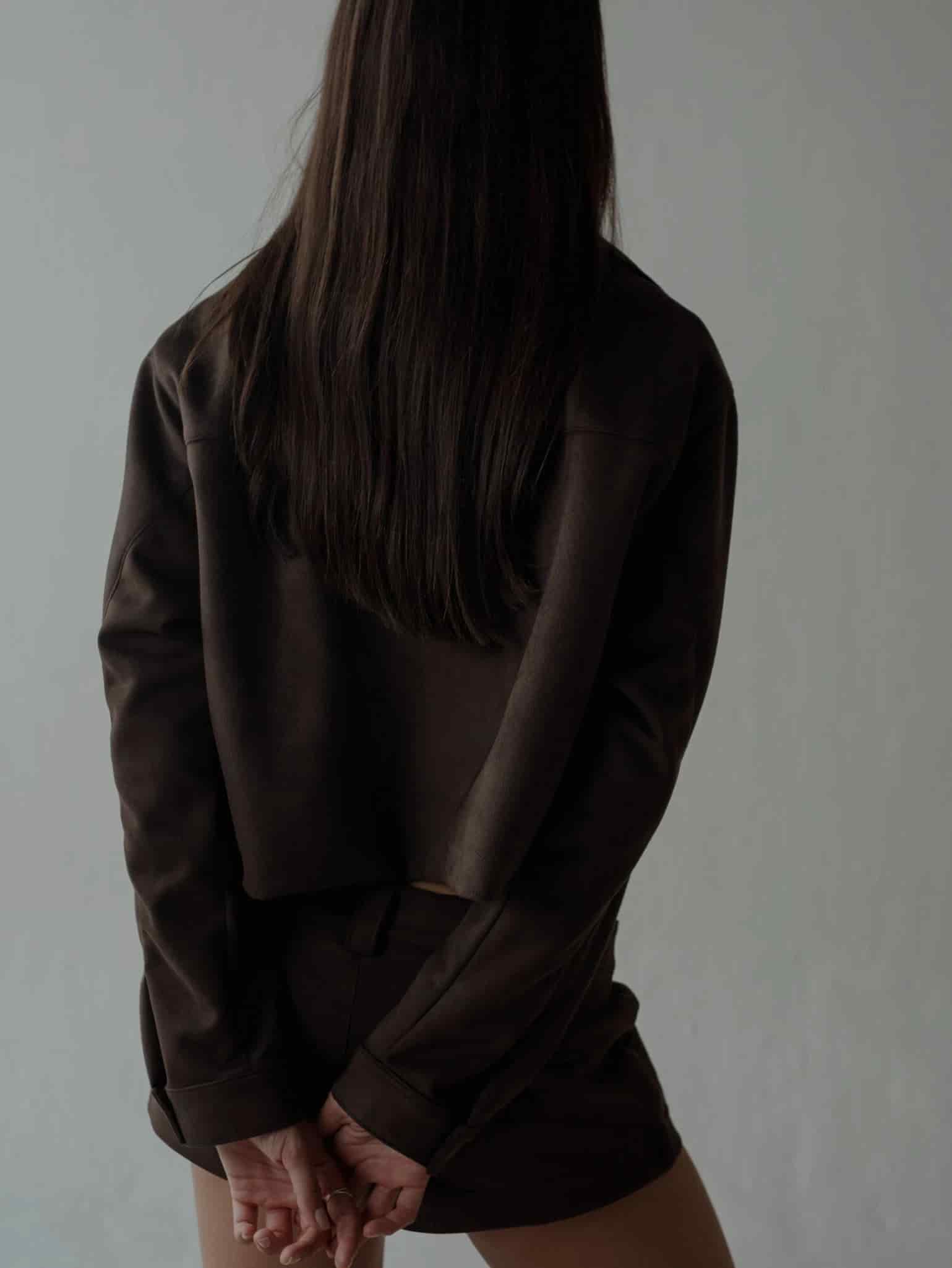 SUEDE BOXY JACKET - ESPRESSO - miniatura 11