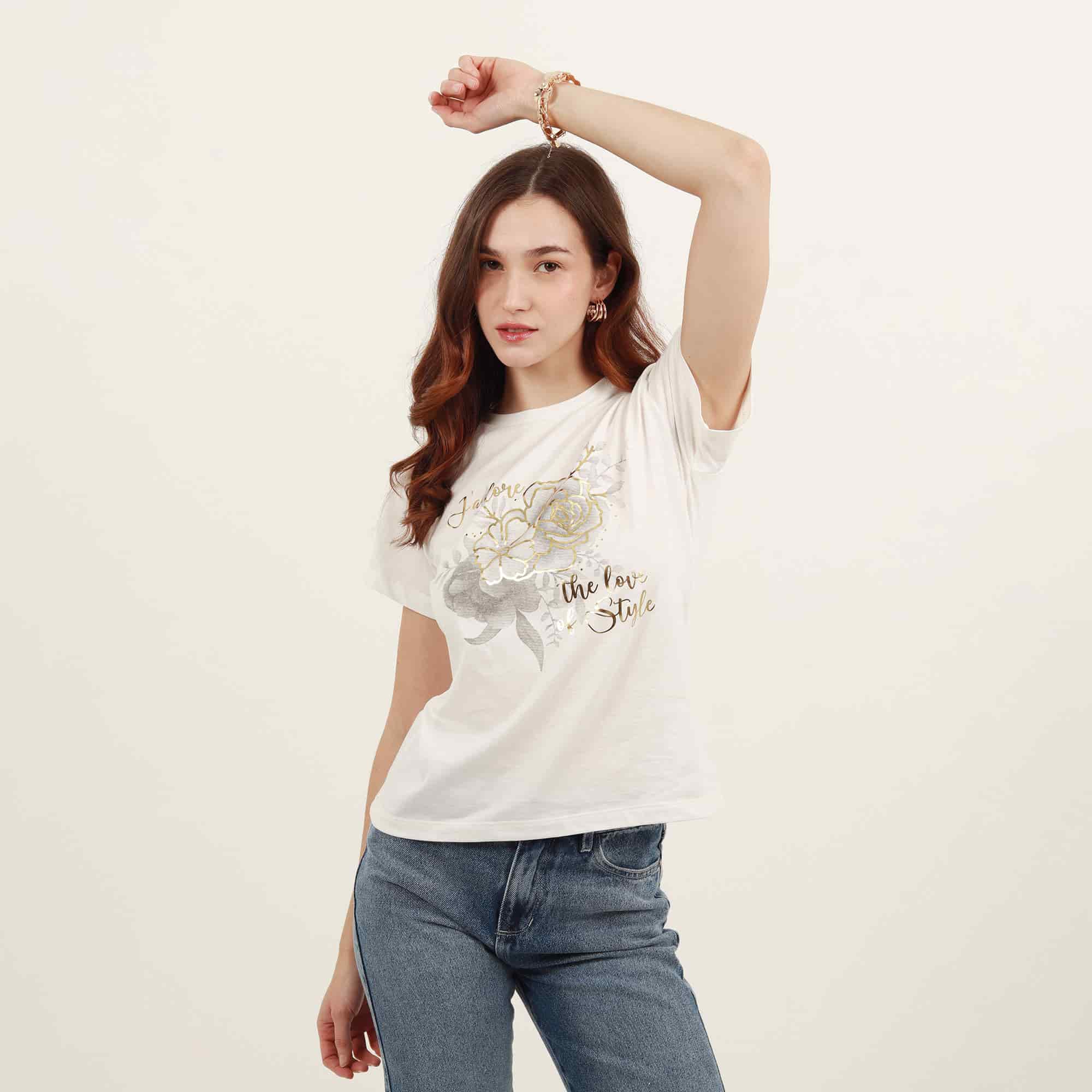 Camiseta cuello redondo manga corta con estampado J'adore - miniatura 3