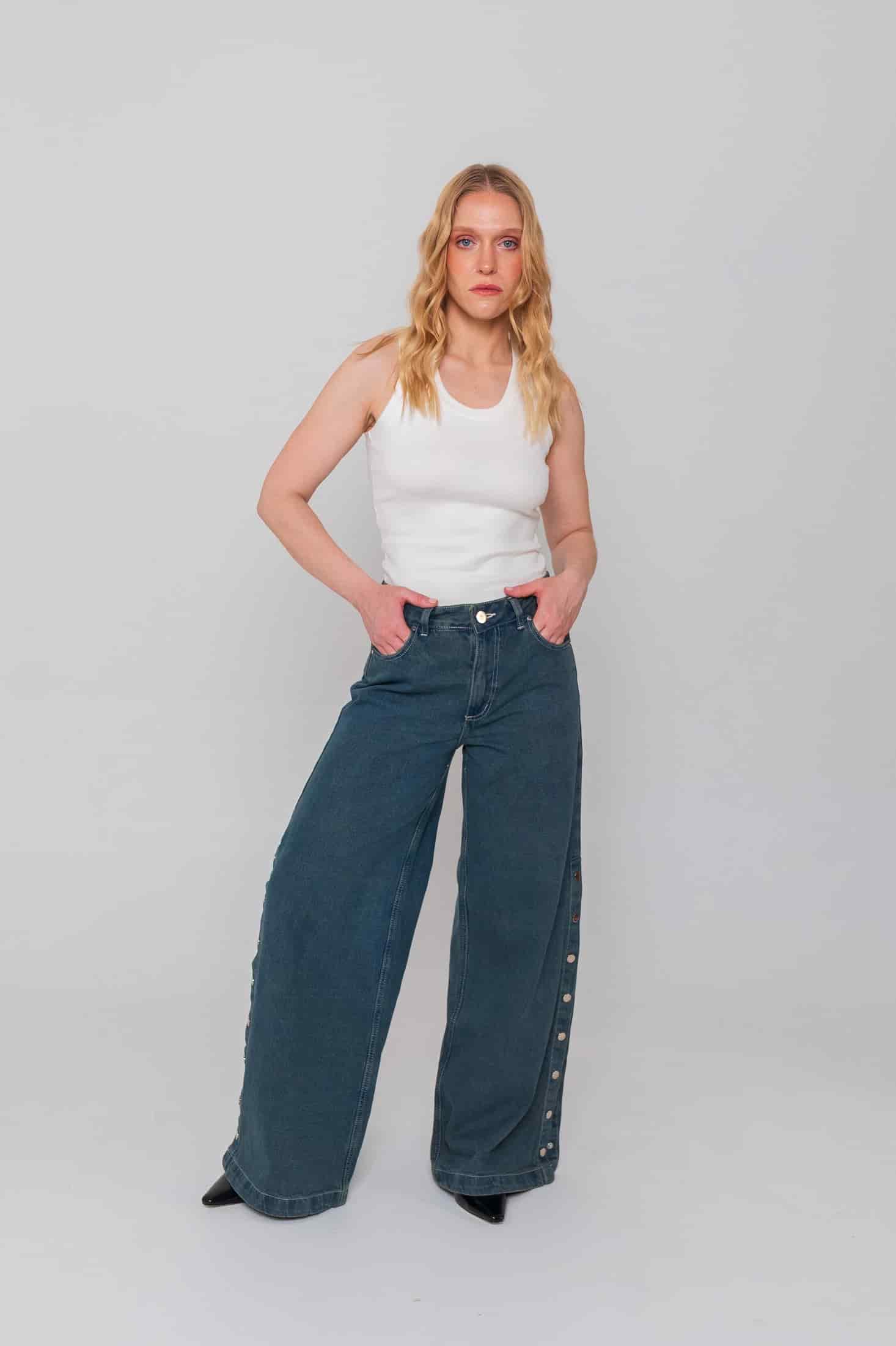 Blue Side Buttons Jeans - miniatura 5