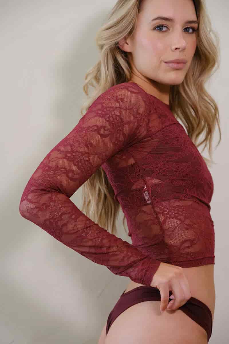 Top en Encaje Lace - Burgundy - miniatura 4