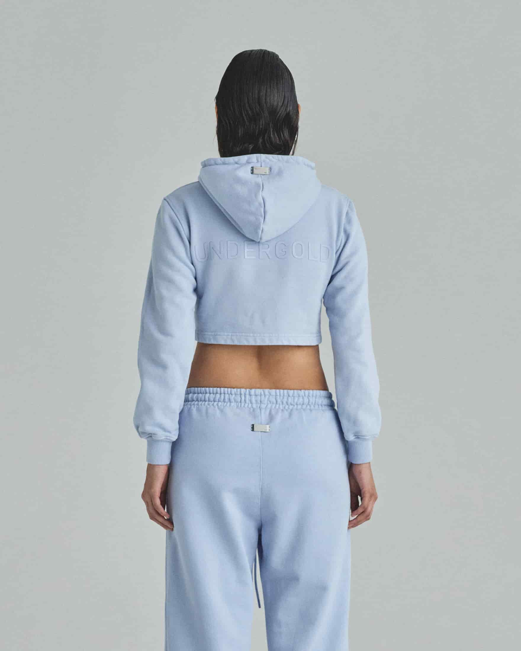 W Basics Undergold Zip Up Slim Fit Hoodie Light Blue - miniatura 7