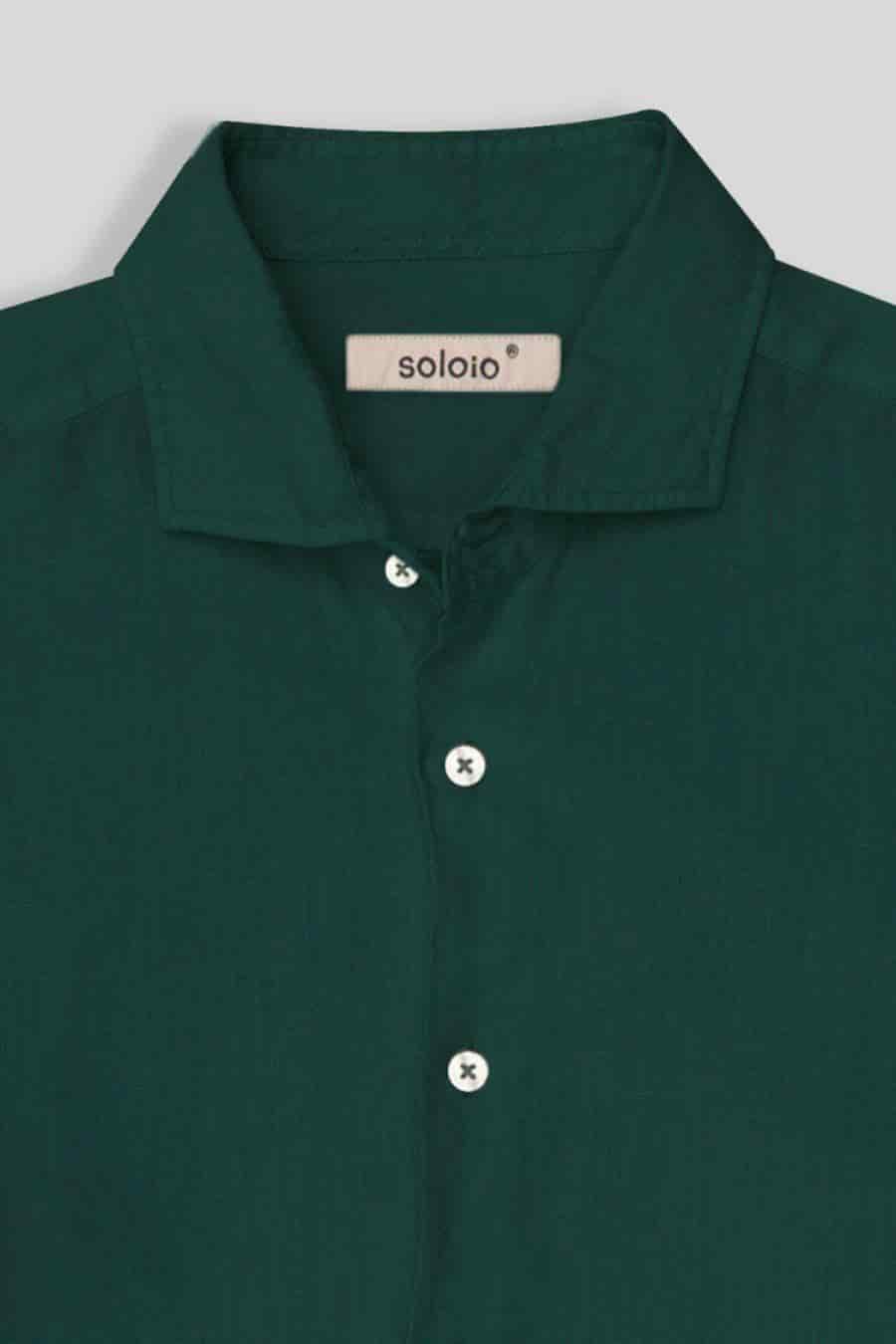Men's linen shirt dark green - miniatura 5