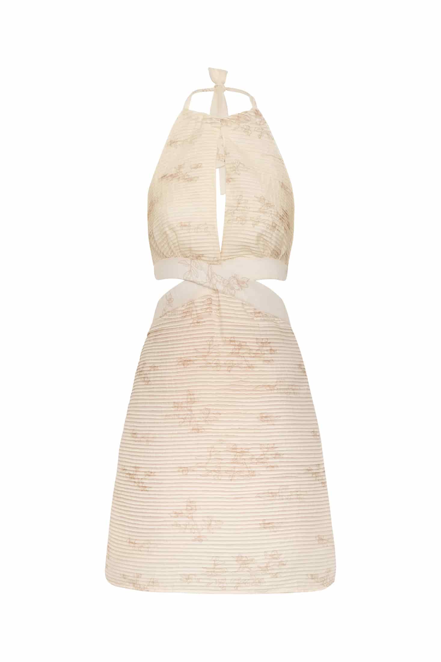 San Agustin Pleated Cotton Mini Dress / Ivory Guayacan - miniatura 1